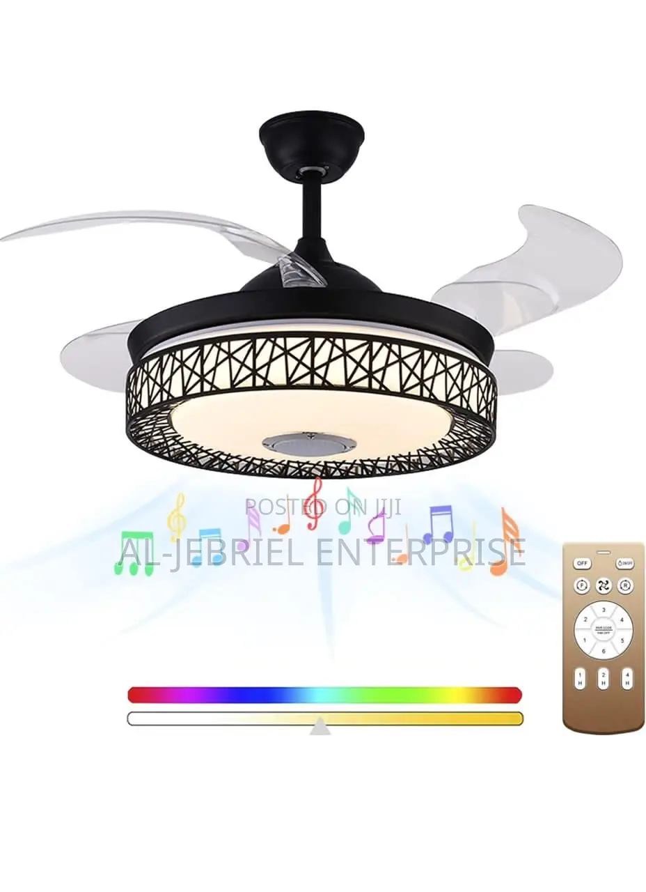 Foldable Ceiling Fan With Speaker and LED Light