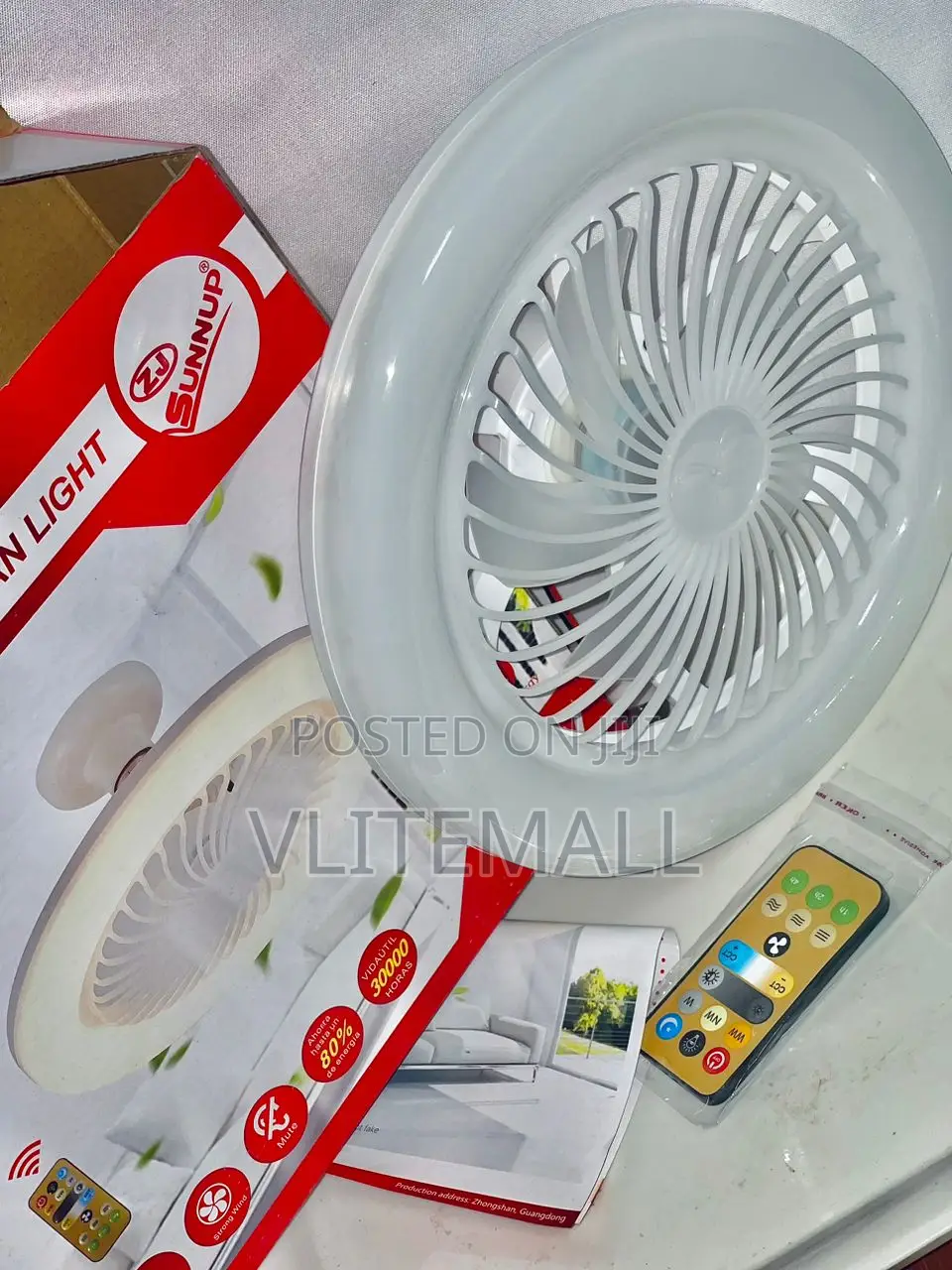 Zj E27 Mini LED Remote Control Fan