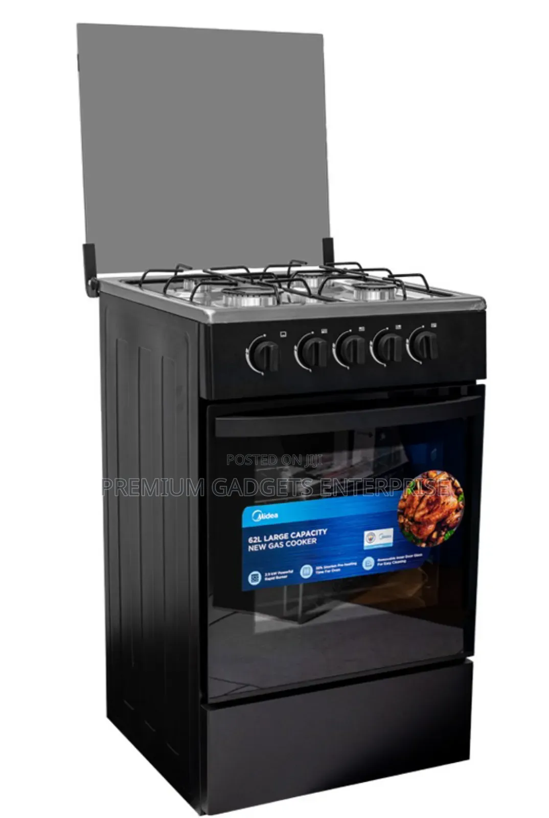 Black Mirror 4 Burner 50x50cm Midea Gas Cooker Sp5055t082-B