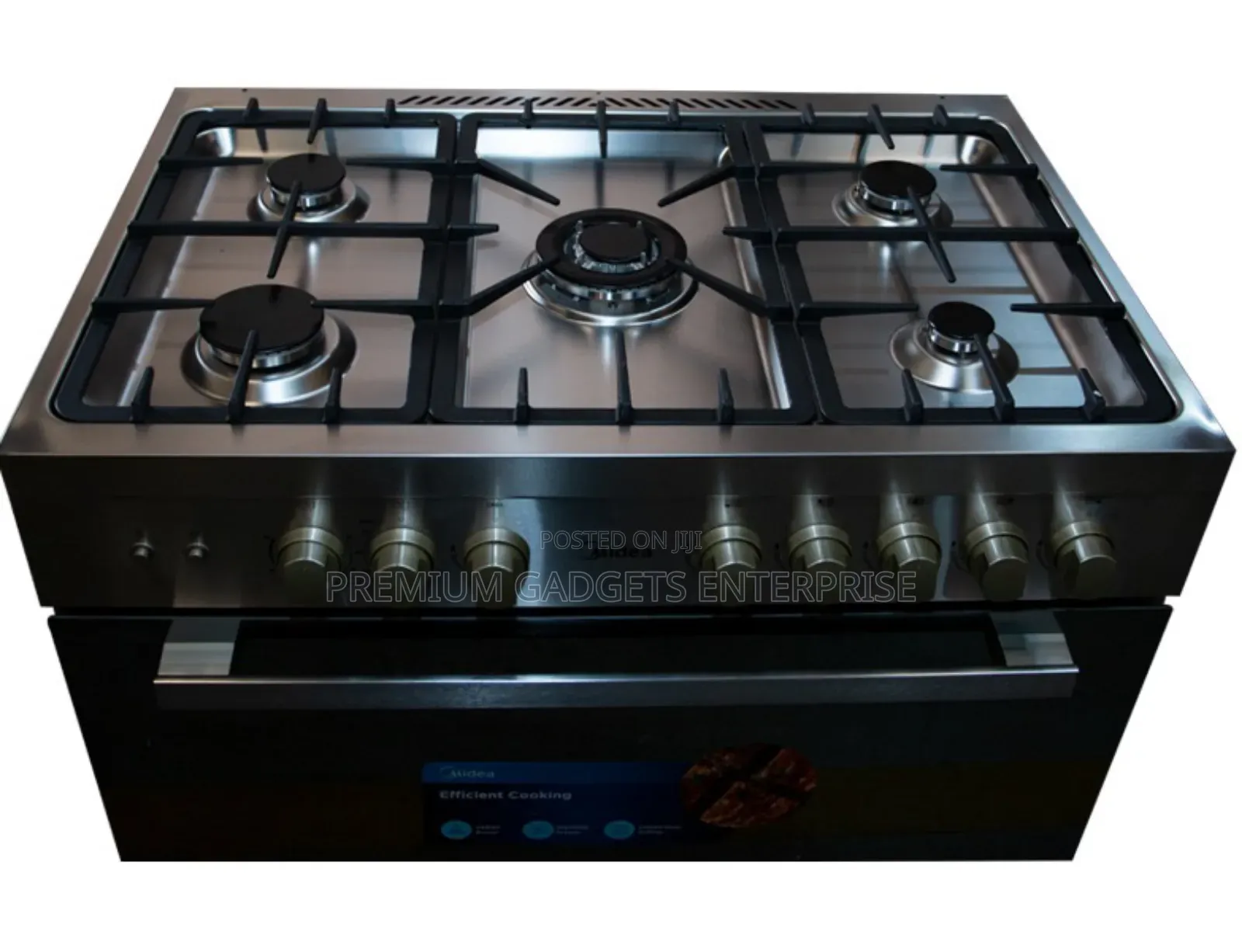 Midea 5 Burner Industrial Gas Cooker, Oven Grill 90x60cm