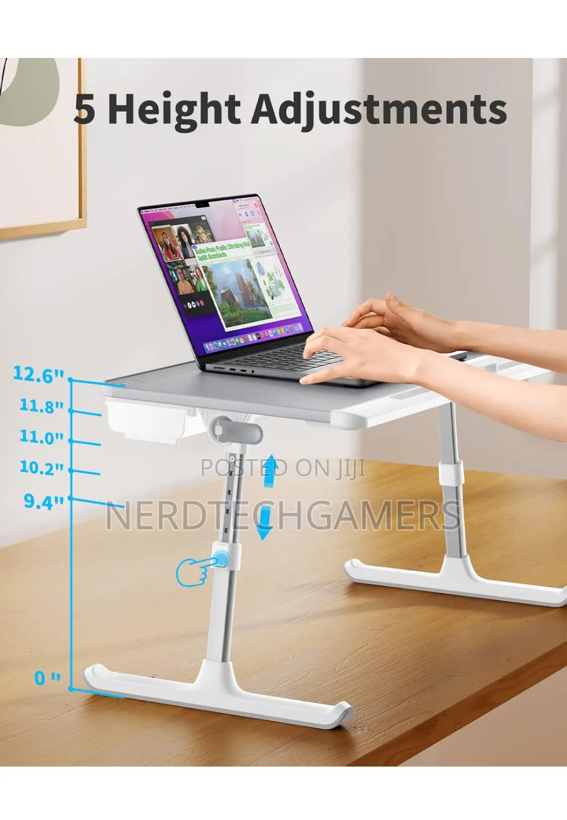 SAIJI Laptop Bed Tray Table, Adjustable PVC Leather Laptop