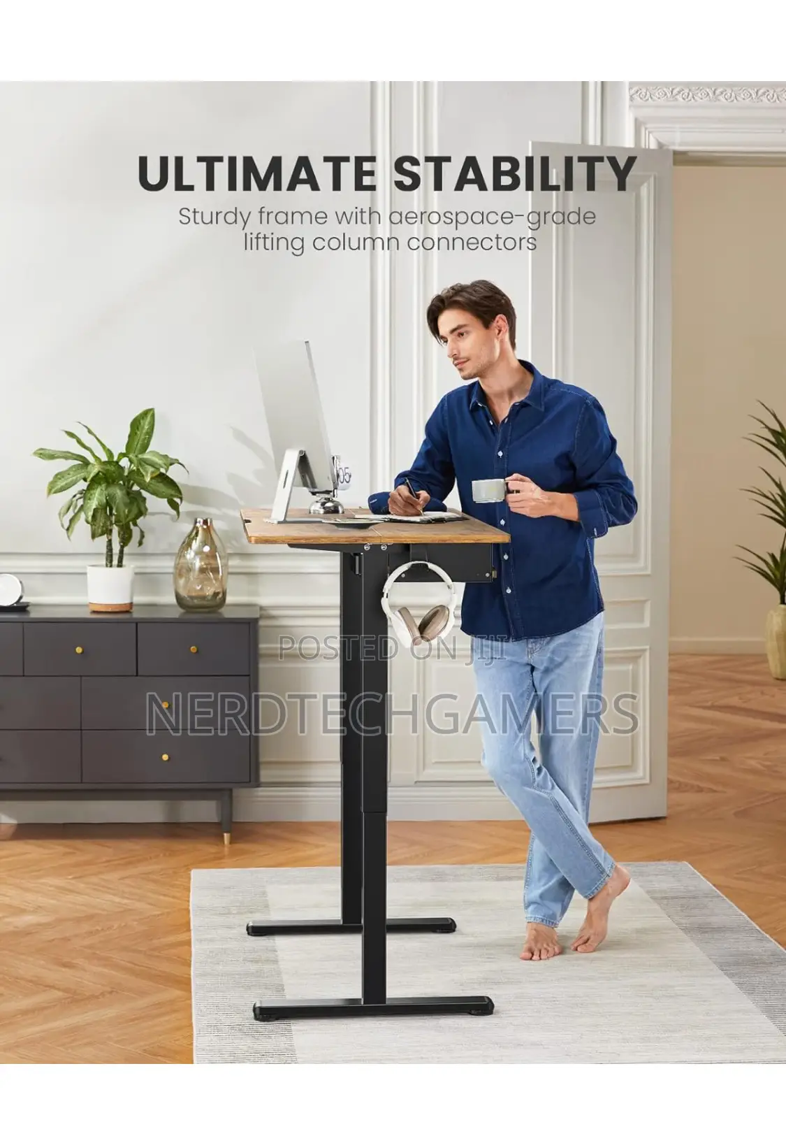 Ergear Electric Standing Desk With Full Size Keyboard Tray,