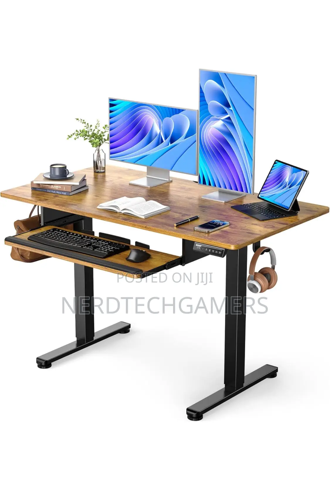 Ergear Electric Standing Desk With Full Size Keyboard Tray,