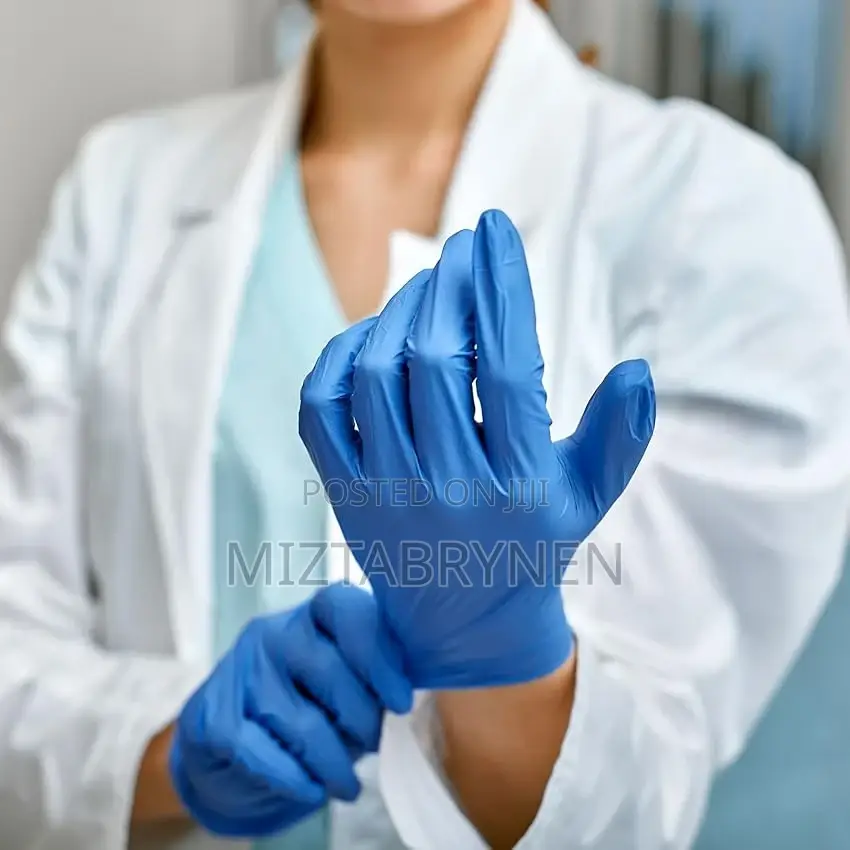 100 Blue Nitrile Gloves for Medical Use