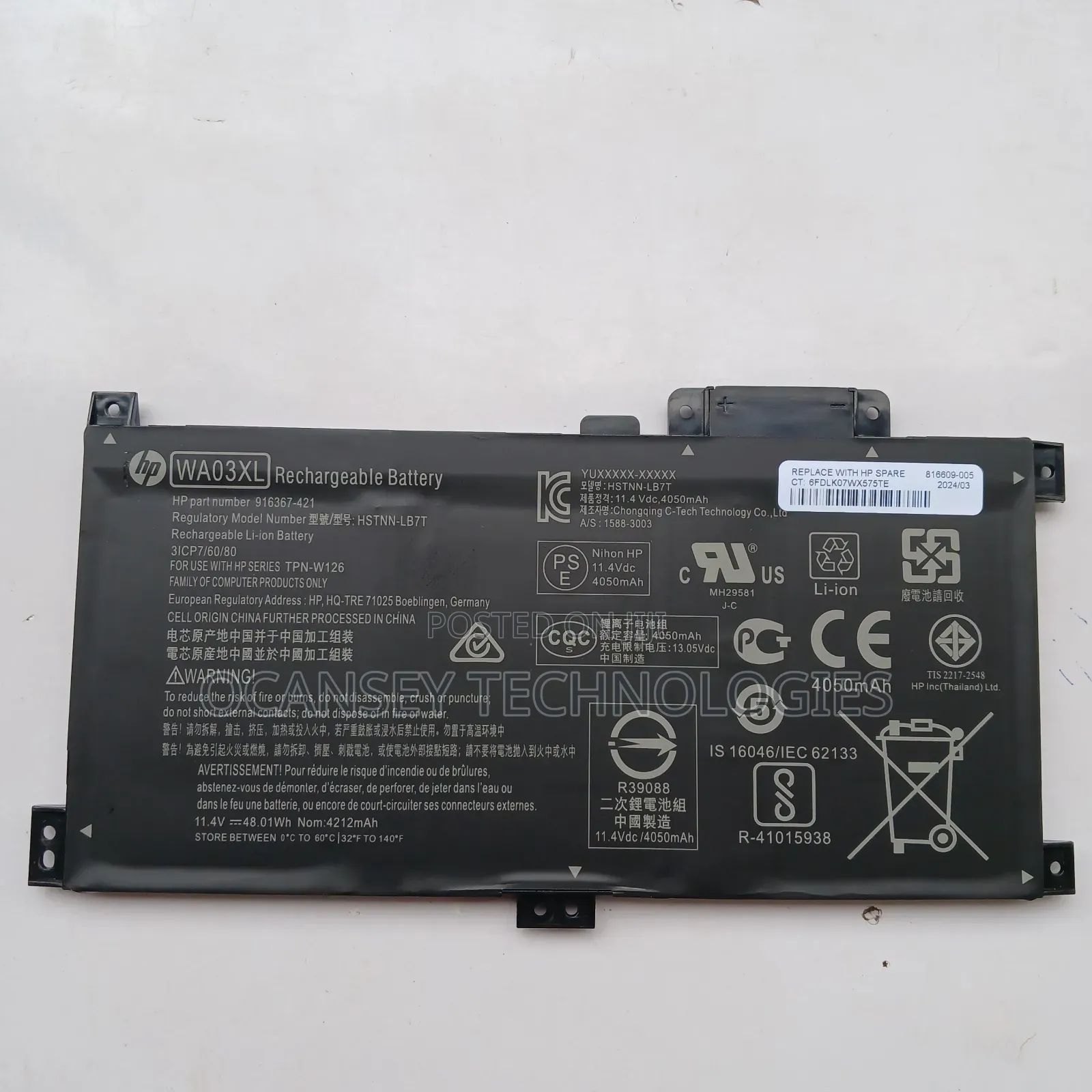 Original Hp Wa03xl Battery for Pavilion X360 14-Ba 15-Bk