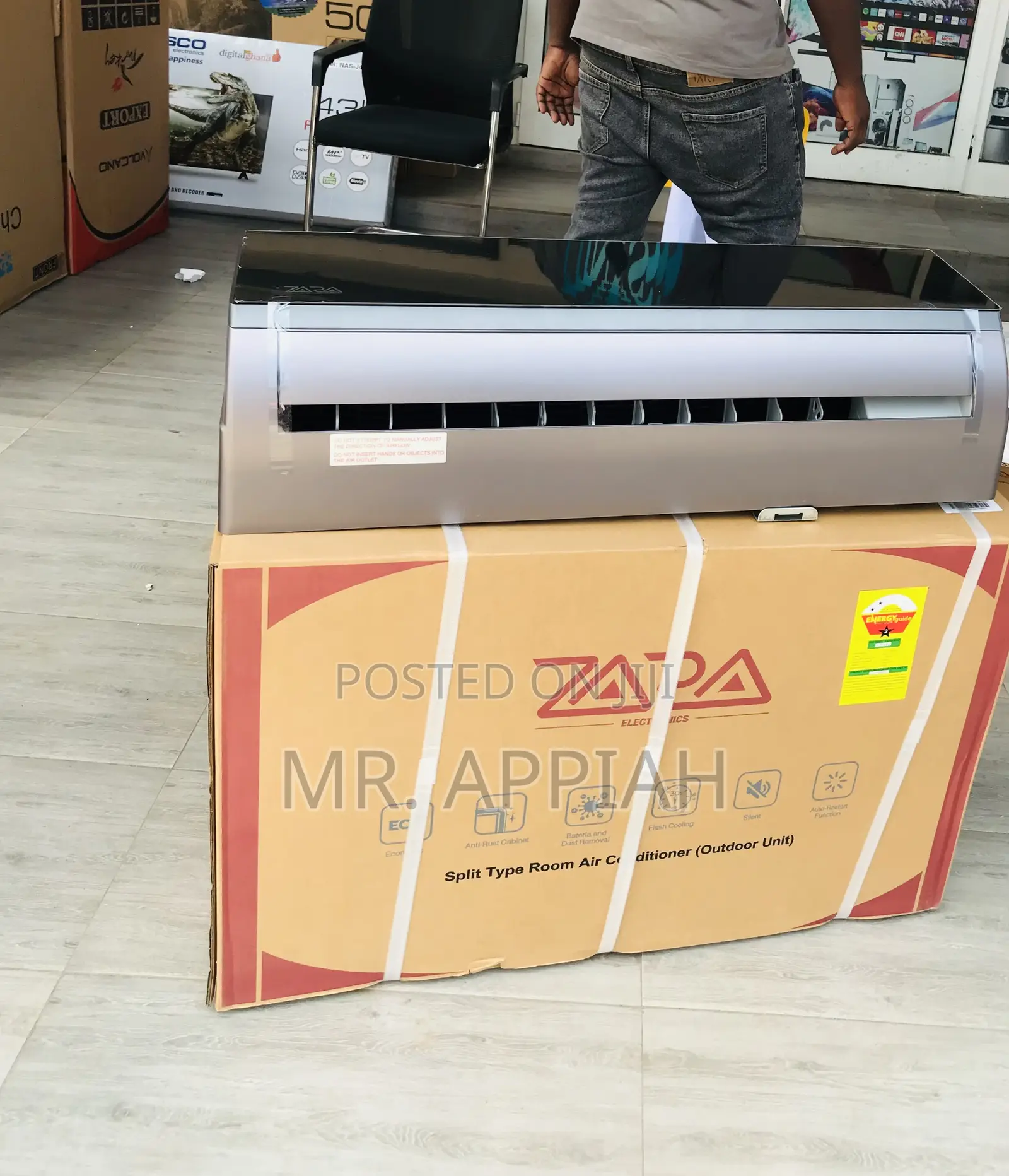 Energy Saving Zara 1.5hp Split Type Air Conditioner(Black).