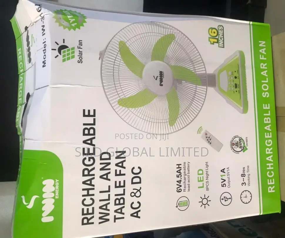 Original Iwin Rechargeable Wall and Table Fan AC/DC 16 Inche