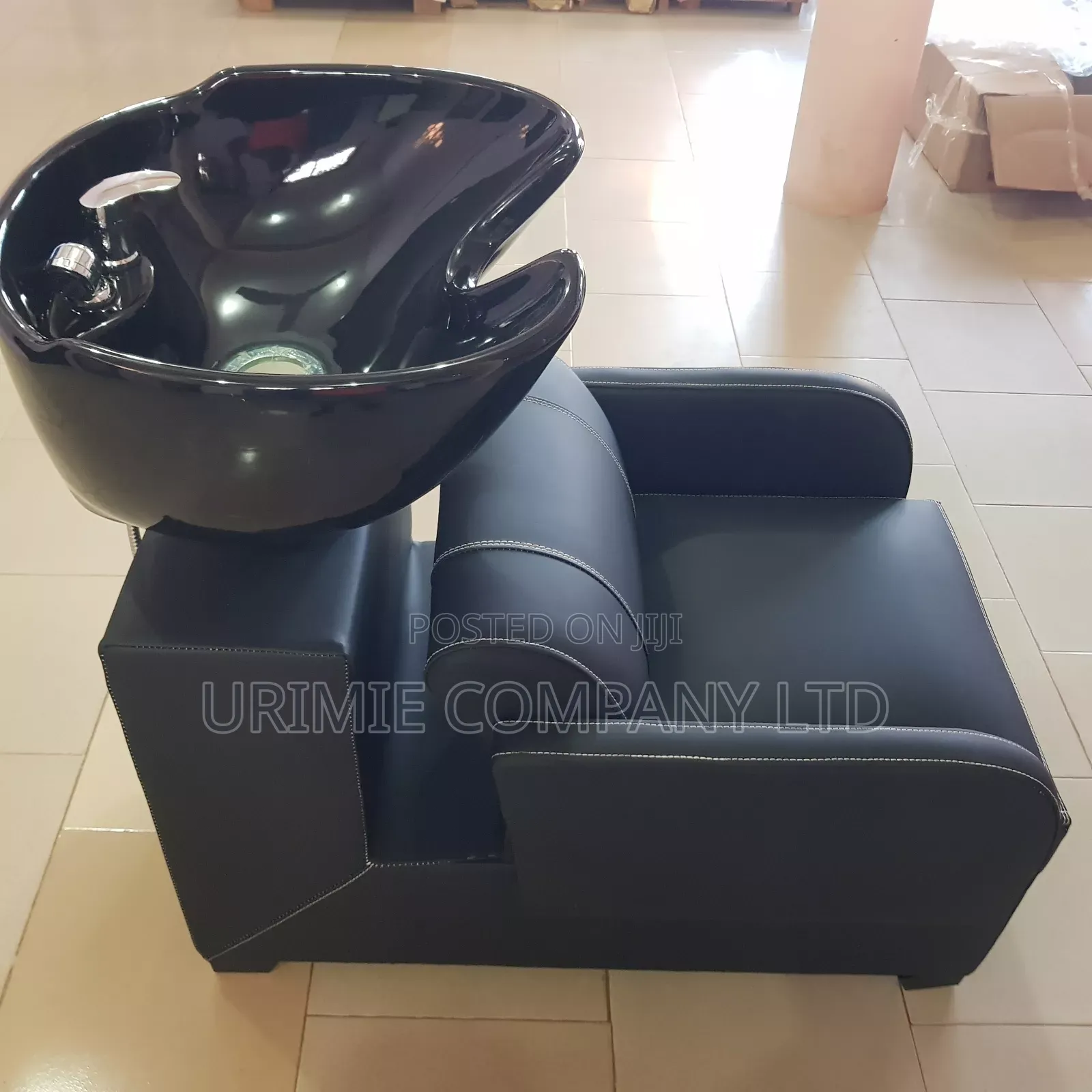 Solid Black All Leather Hair Washing Basin