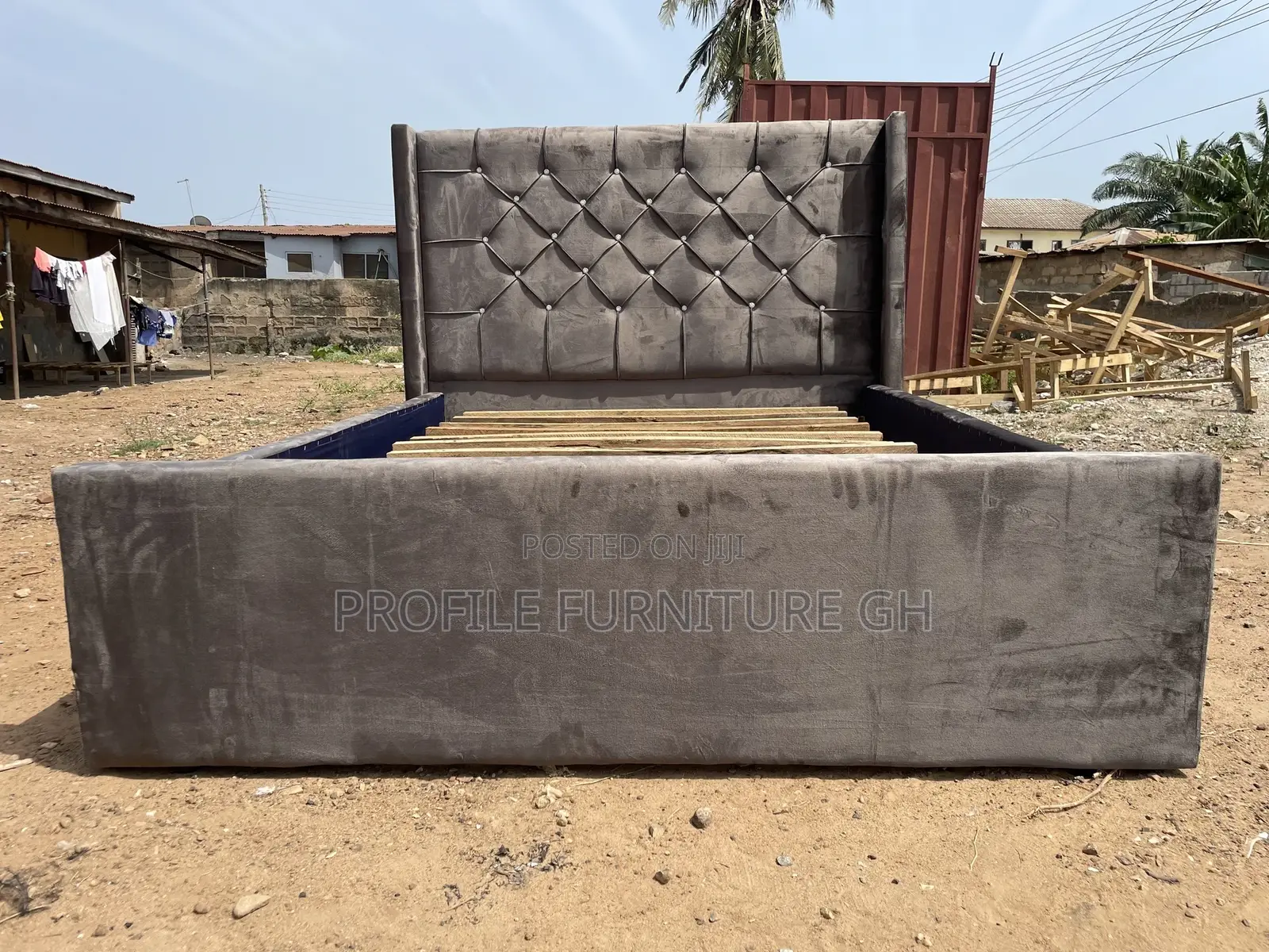 Fabric Grey Bed-frame Available For Delivery//Free Delivery
