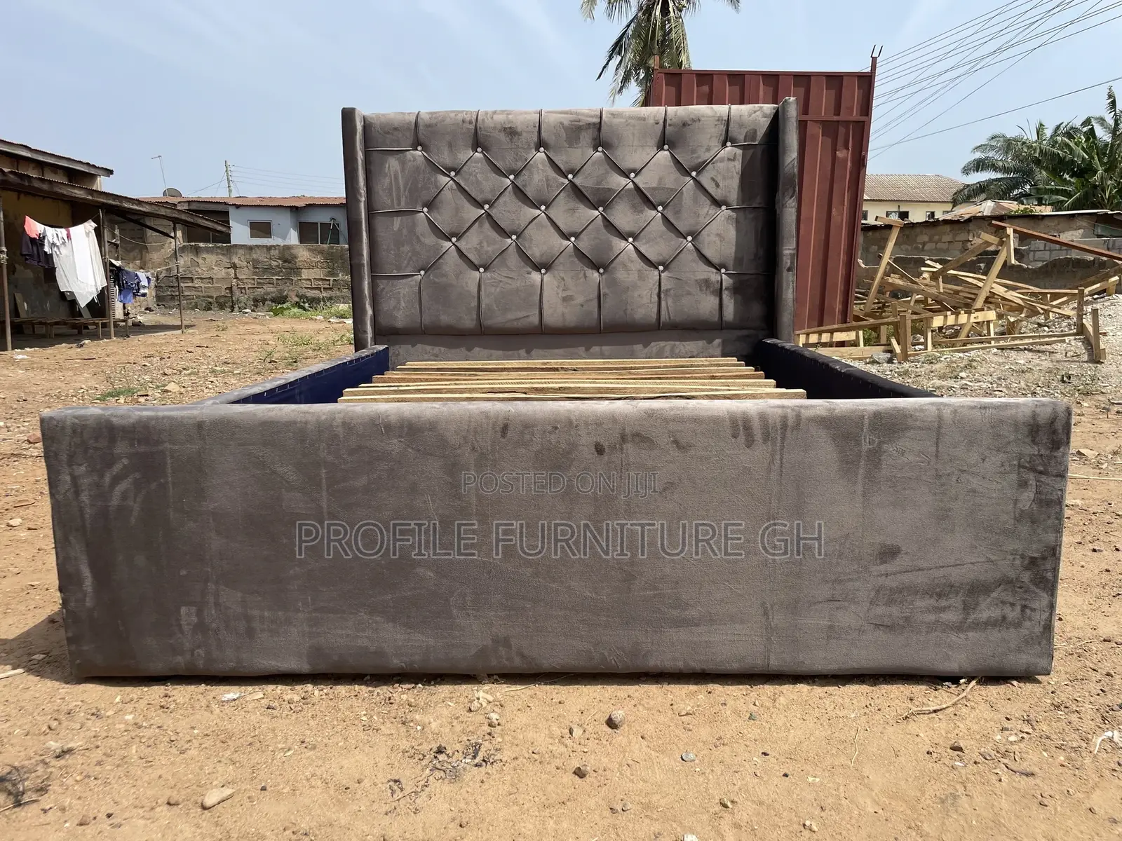 Fabric Grey Bed-frame Available For Delivery//Free Delivery