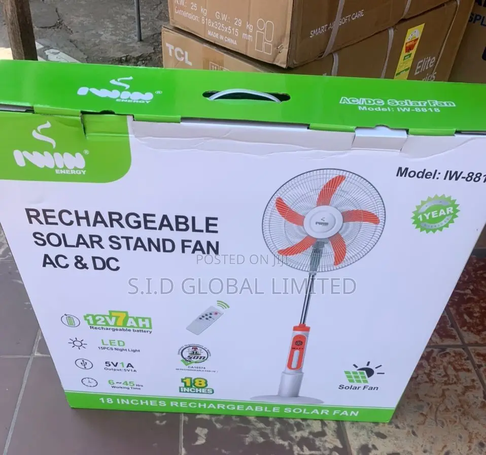 Ultra Modern 18'' IWIN Rechargeable Solar Stand Fan