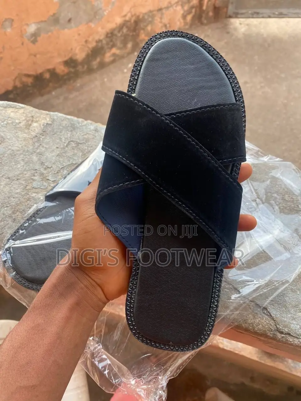 Black Suede Crossed Slippers