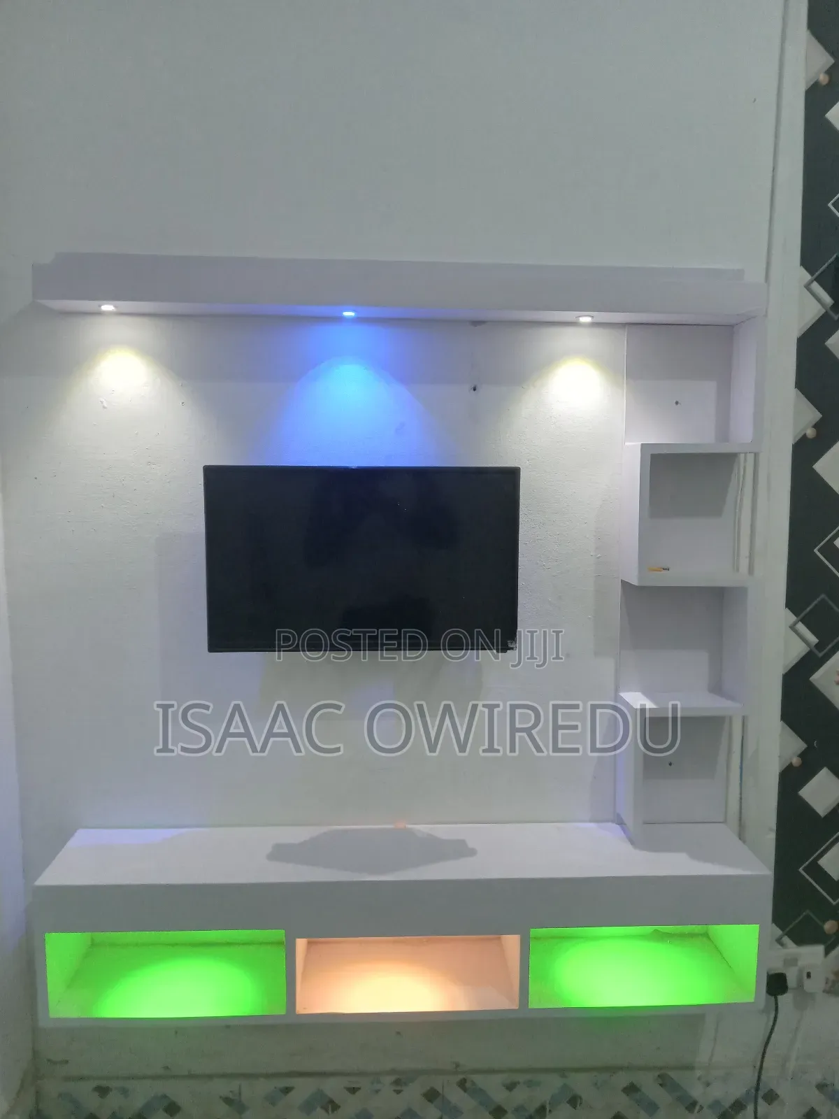 Television Wall Mount Design With Multi Lighting System