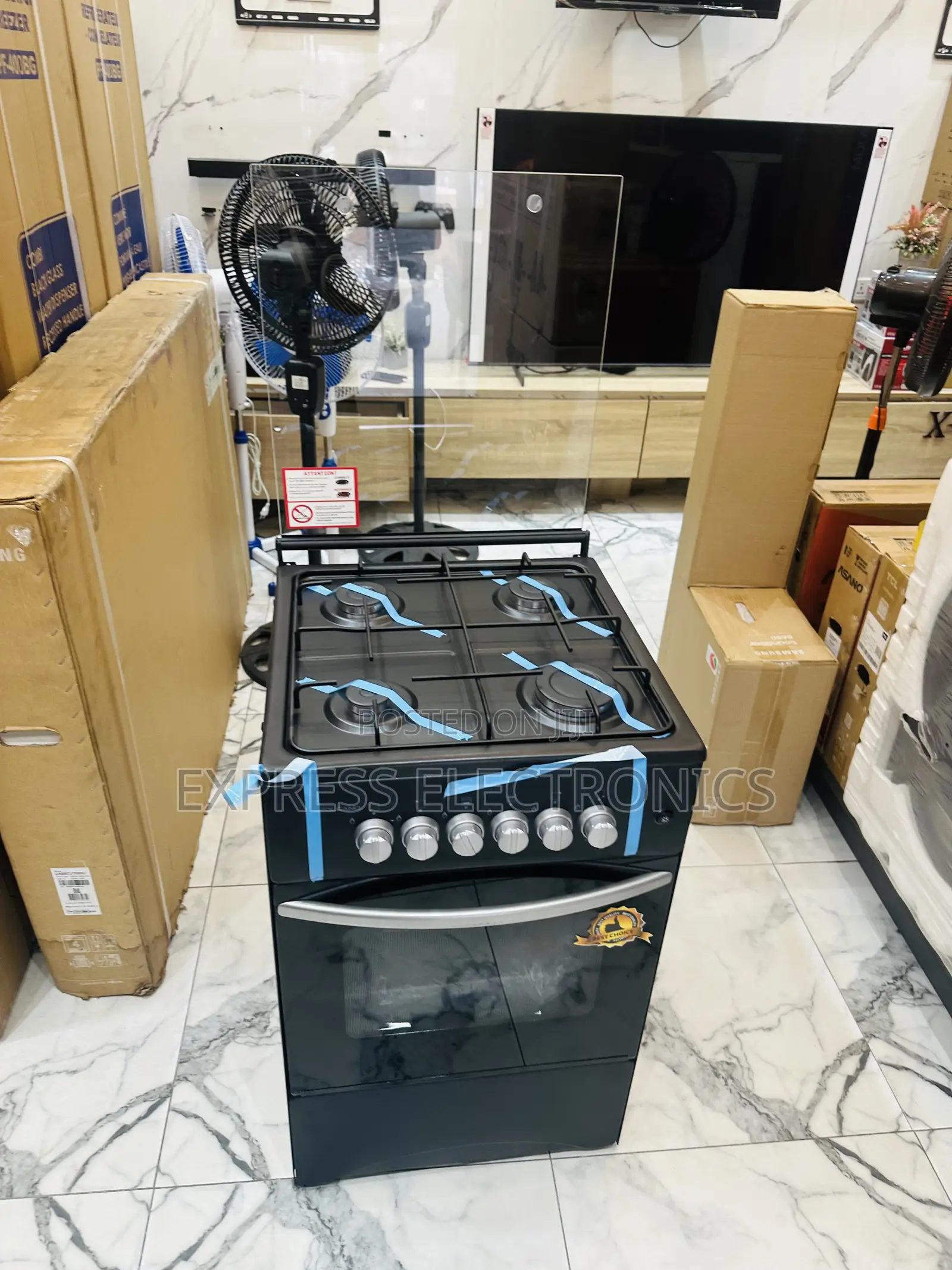Freestanding Gas Stove Oven Black 4burner 50/50