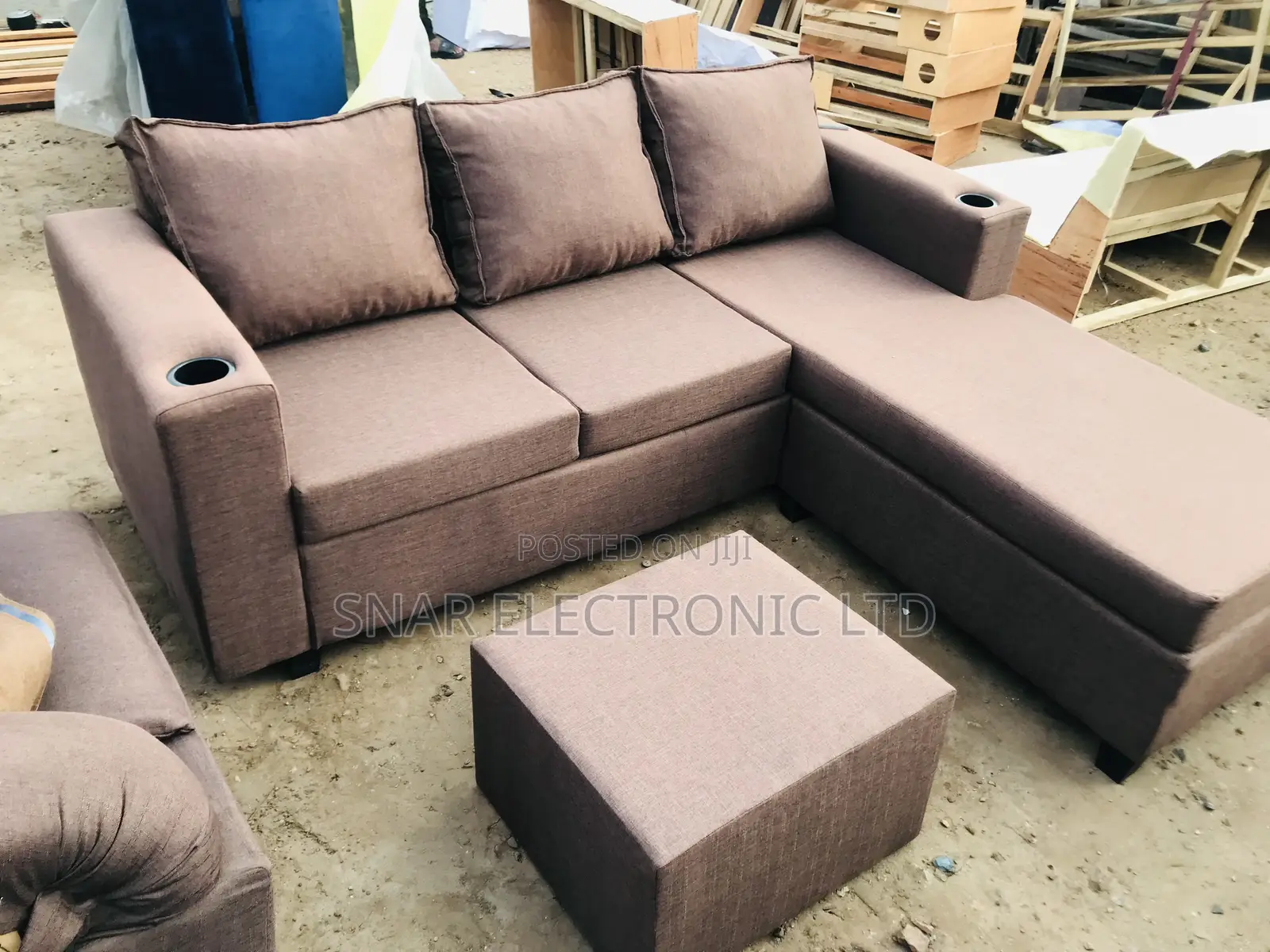 Cutest Brown L Shape Sofas Plus Table