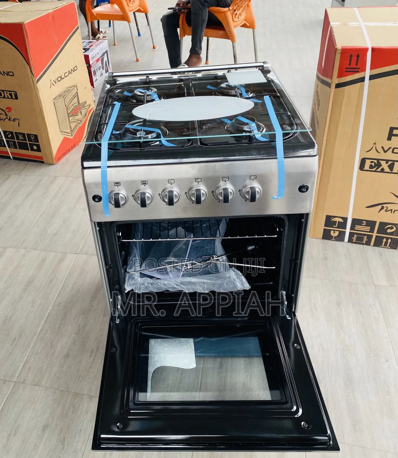 Get Ferre 60x60 Gray Gas Oven 4 Burner Manual Ignition.