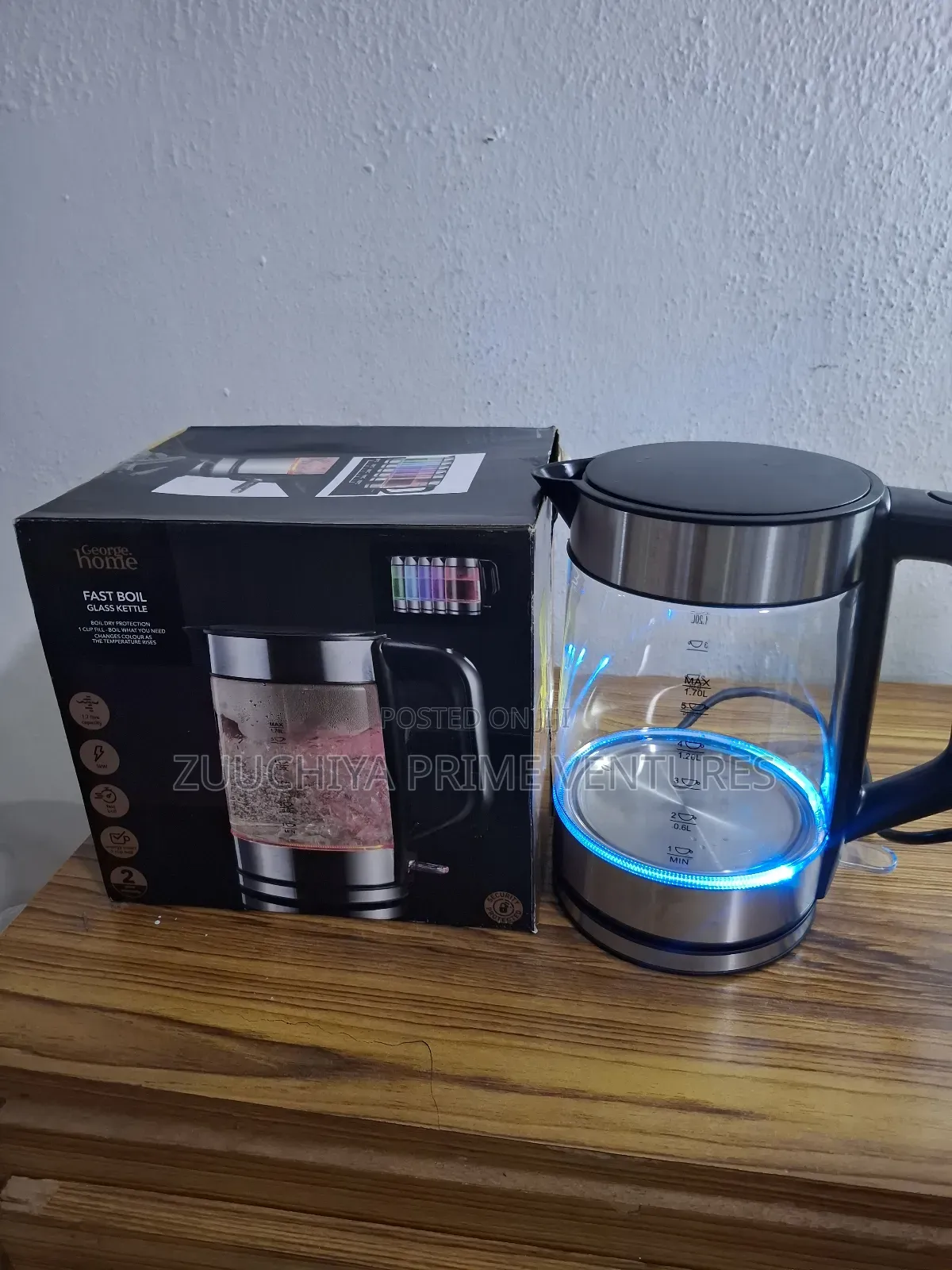 1.7l George Home Glass Colour Changing Kettle From Uk