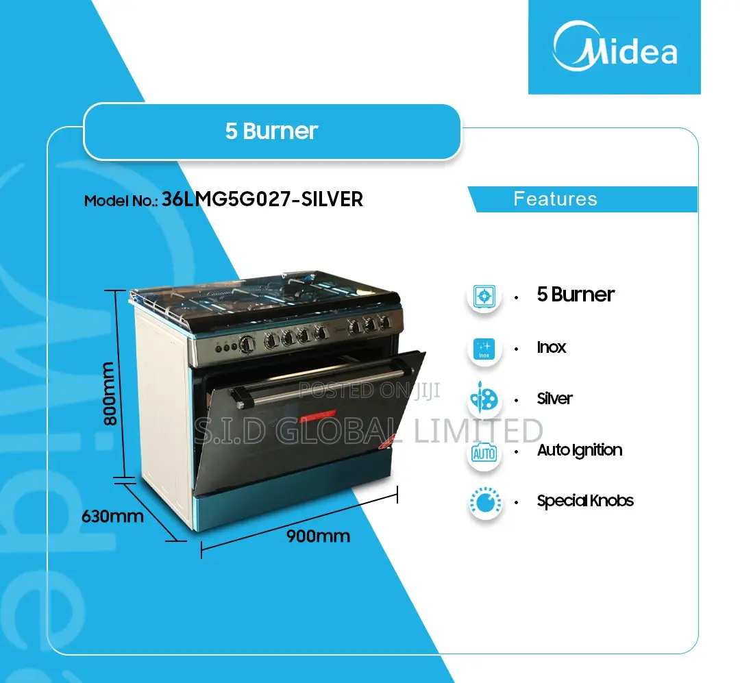 Cook and Laugh With MIDEA-5-BURNER-GAS-COOKER-WITH-OVEN