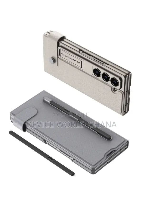 Clamshe Leather Flip Case for Samsung Z Fold 6 With Pen Slot