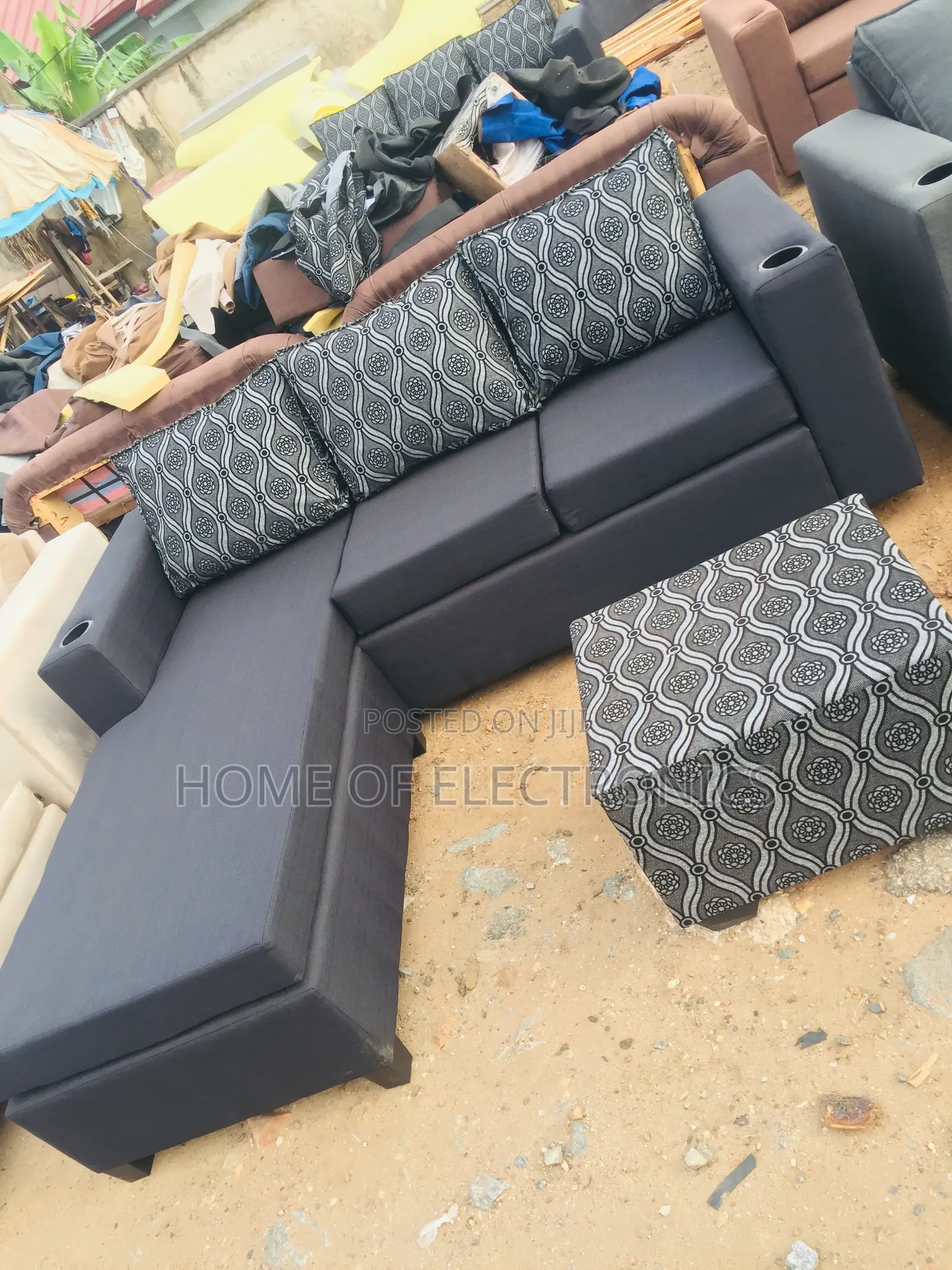Plenty in the Warehouse L Shaped Sofa Chair With Table