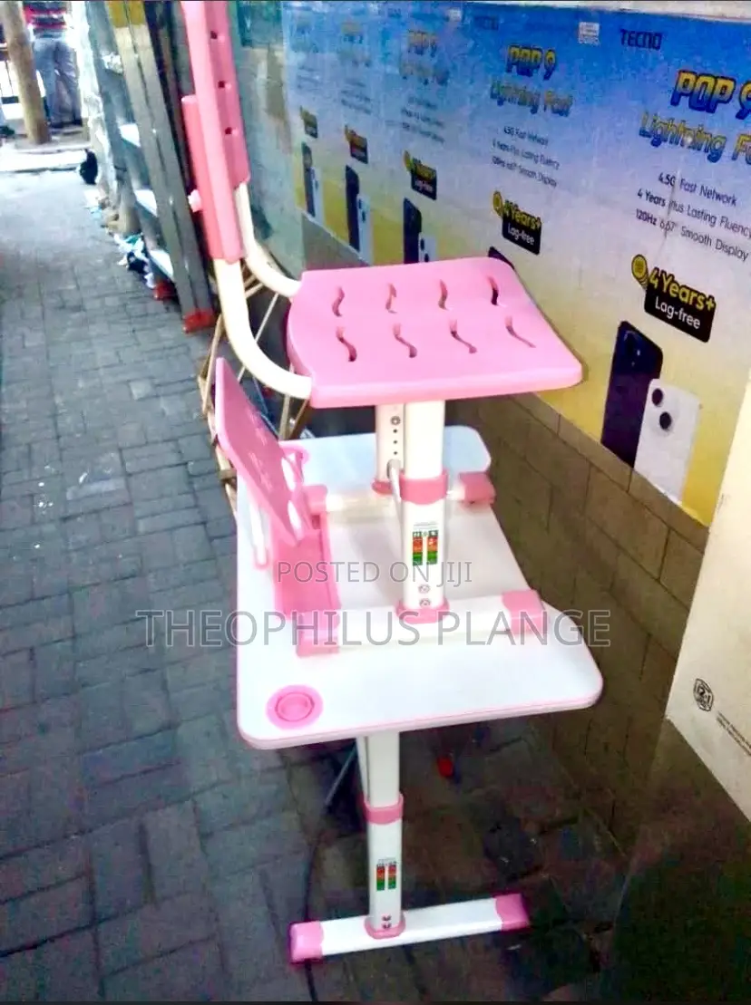 Kids Adjustable Study Table and Chair With Tablet Holder