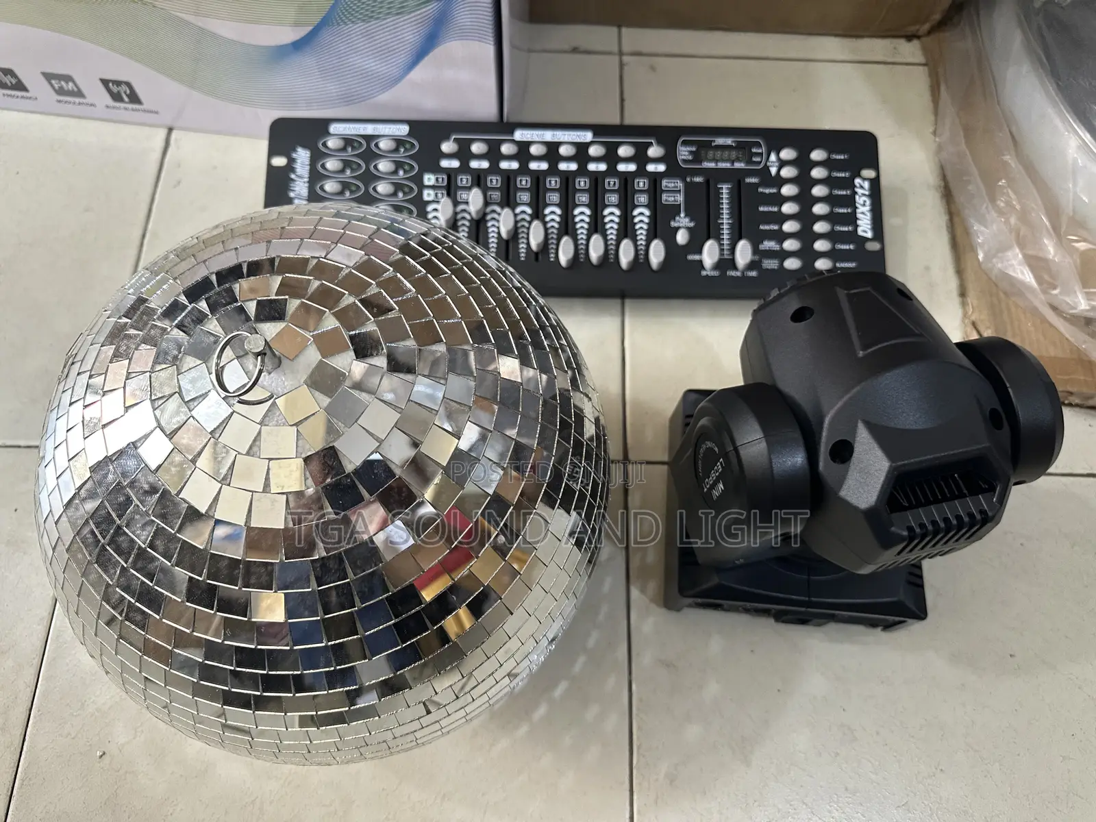 Mirror Ball, LED Spotlight and Mixer