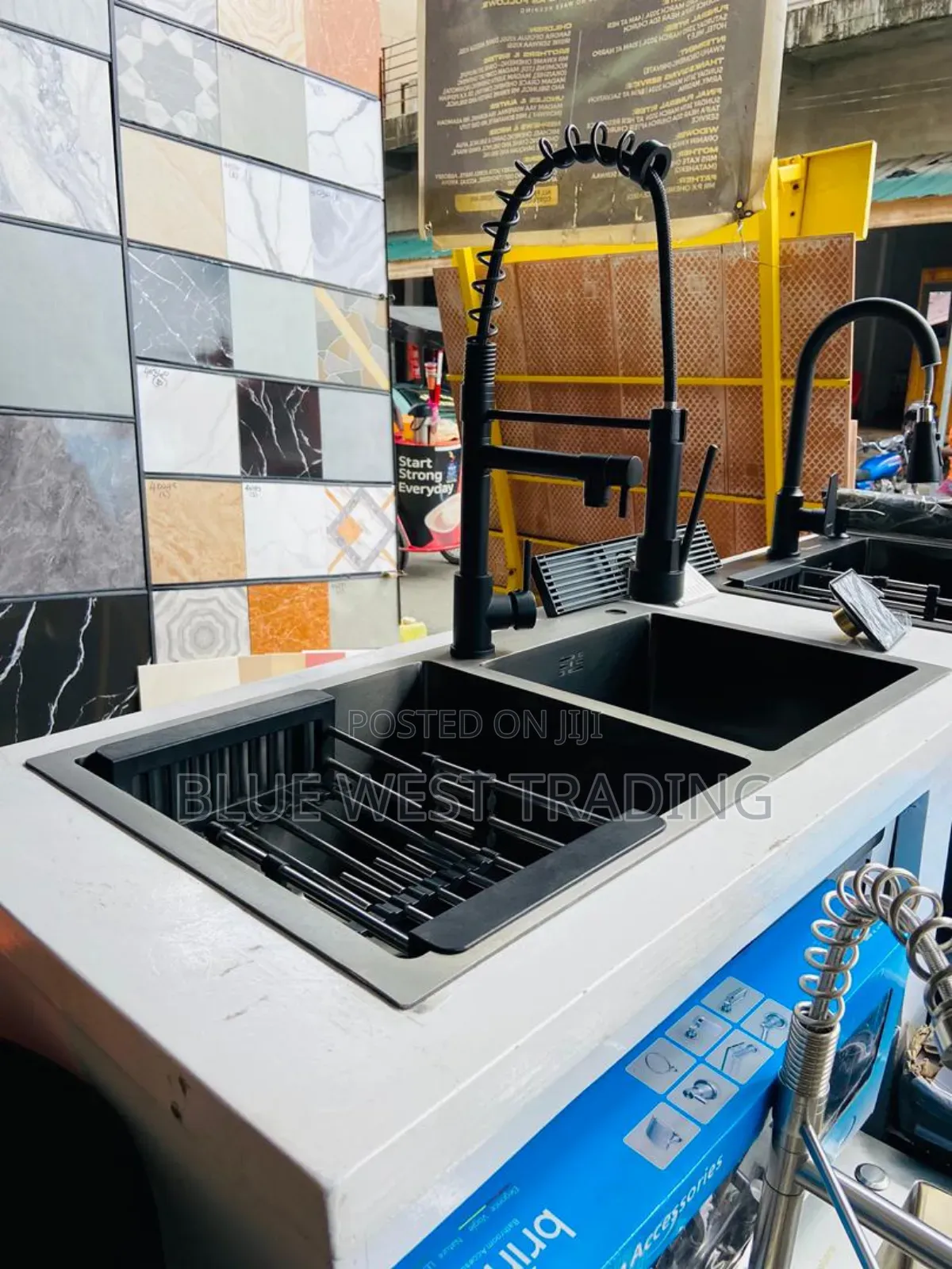 Black Cabinet Sink and Pull Out Tap