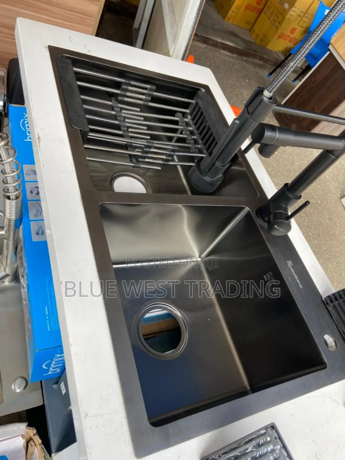 Black Cabinet Sink and Pull Out Tap