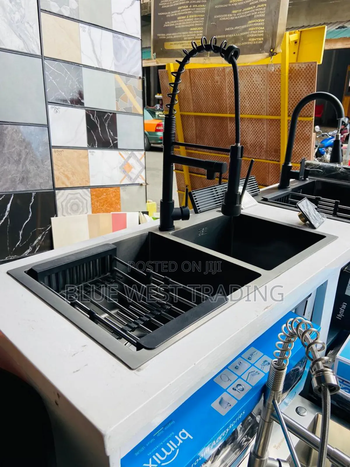 Black Cabinet Sink and Pull Out Tap
