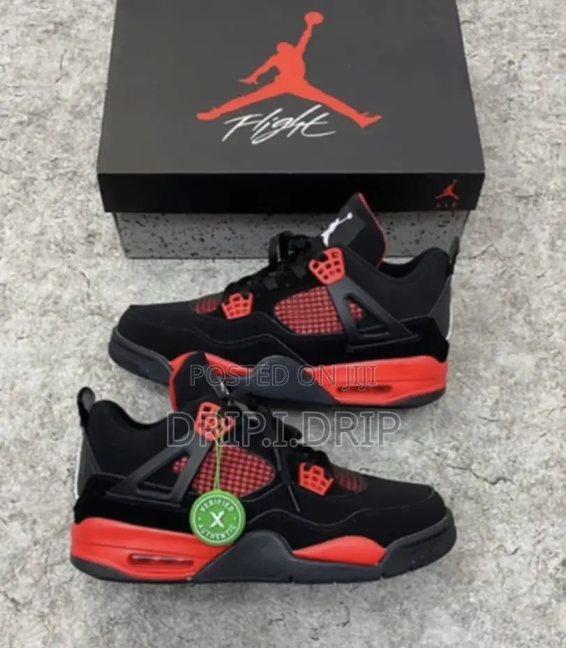 Jordan 4 Rethro Red And Black.Comes In Box.Highly Authentic