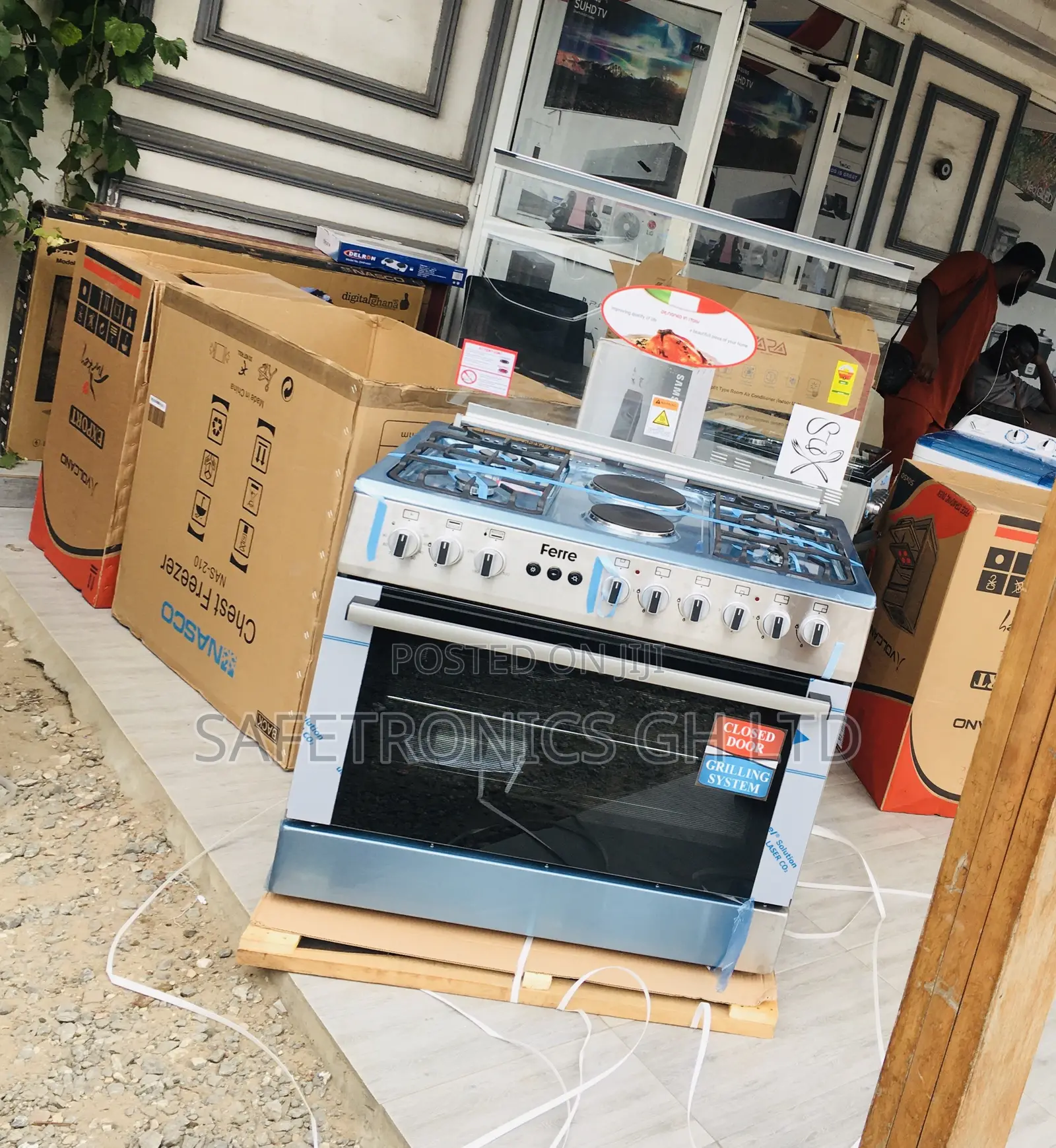 4 Gas 2 Electric Ferre Oven 60by90 Auto Ignition Gray