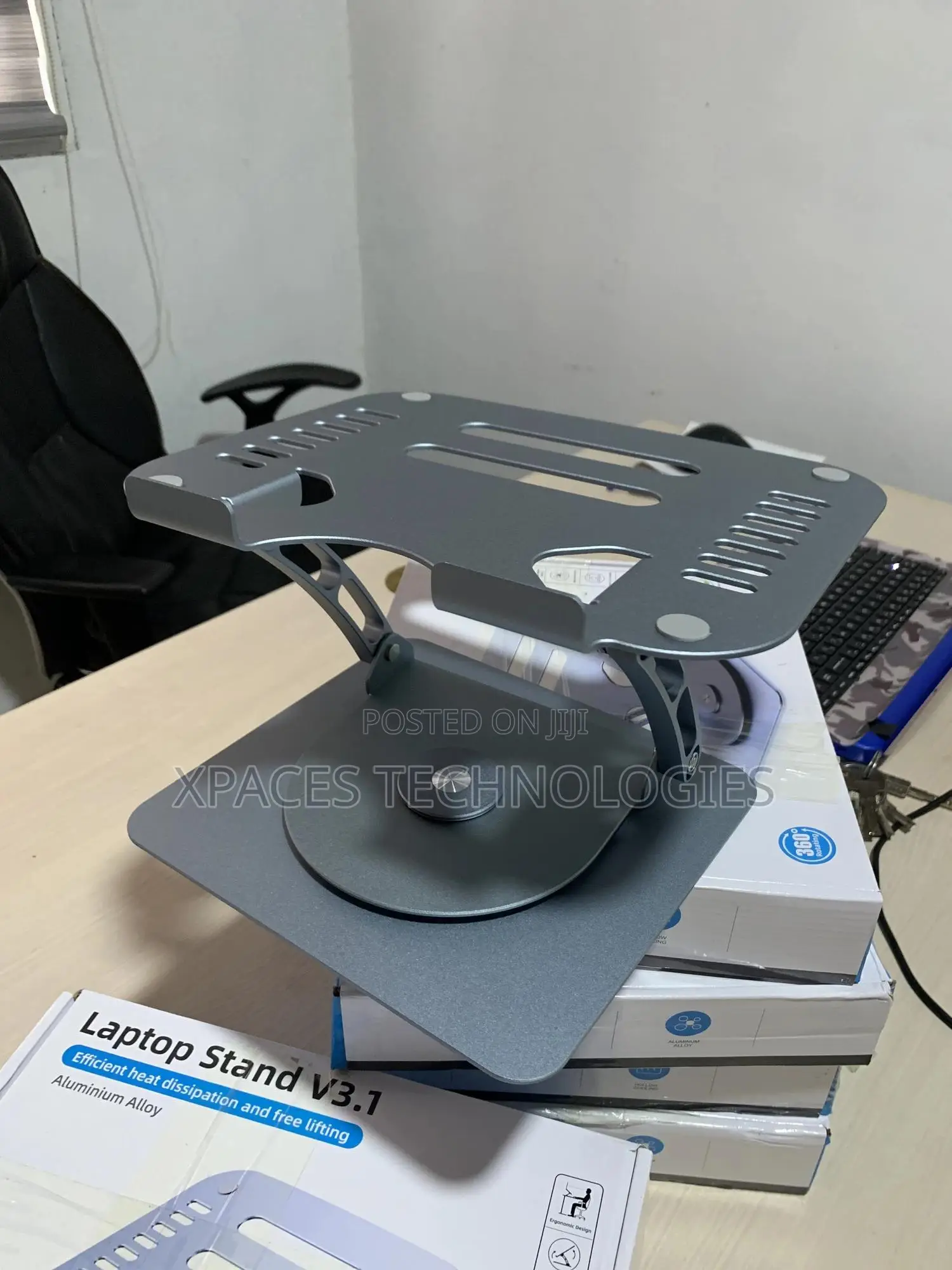 Adjustable Laptop Stand With 360 Rotating Base Metal