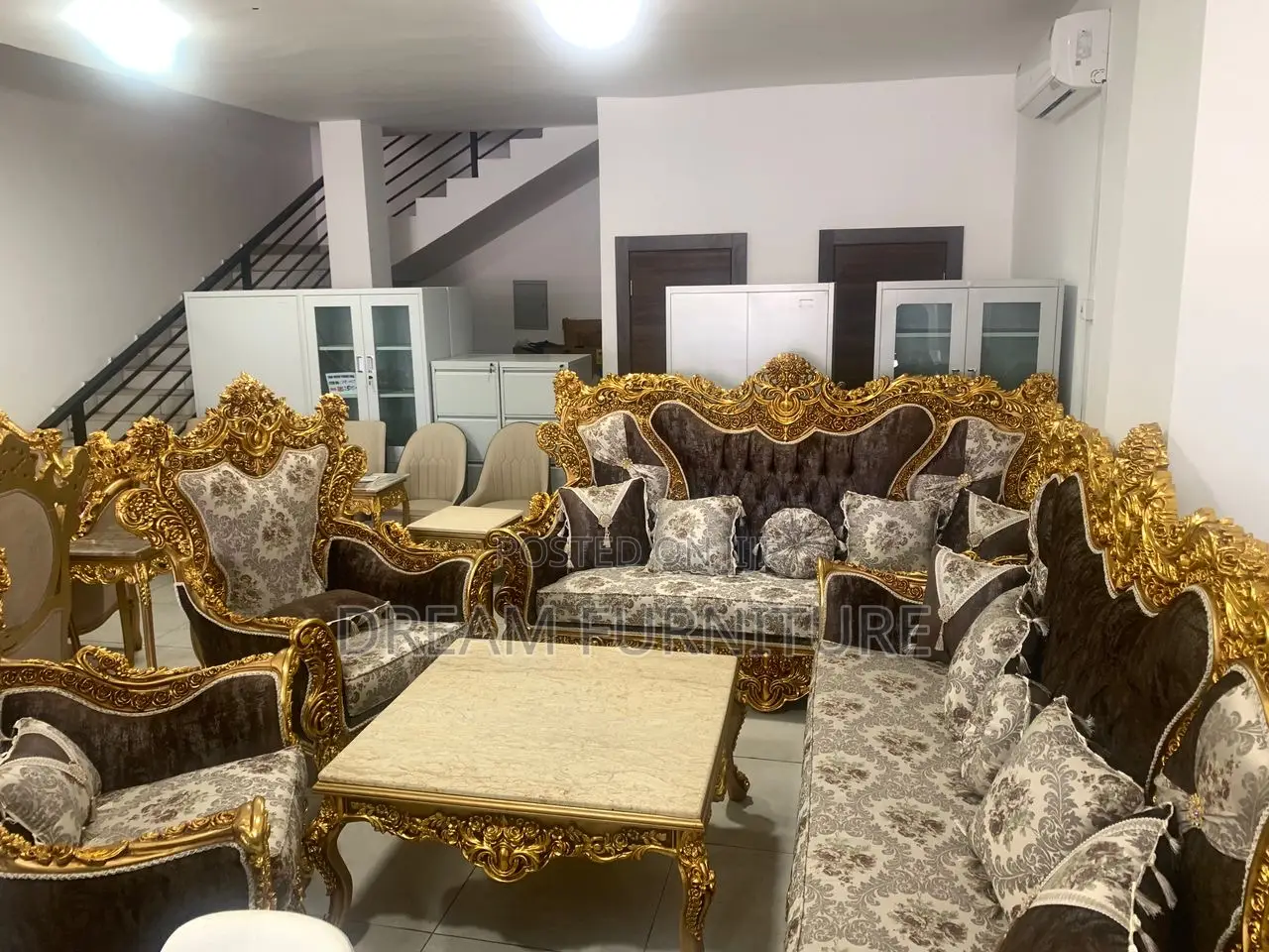 Golden Antique Sofa Set