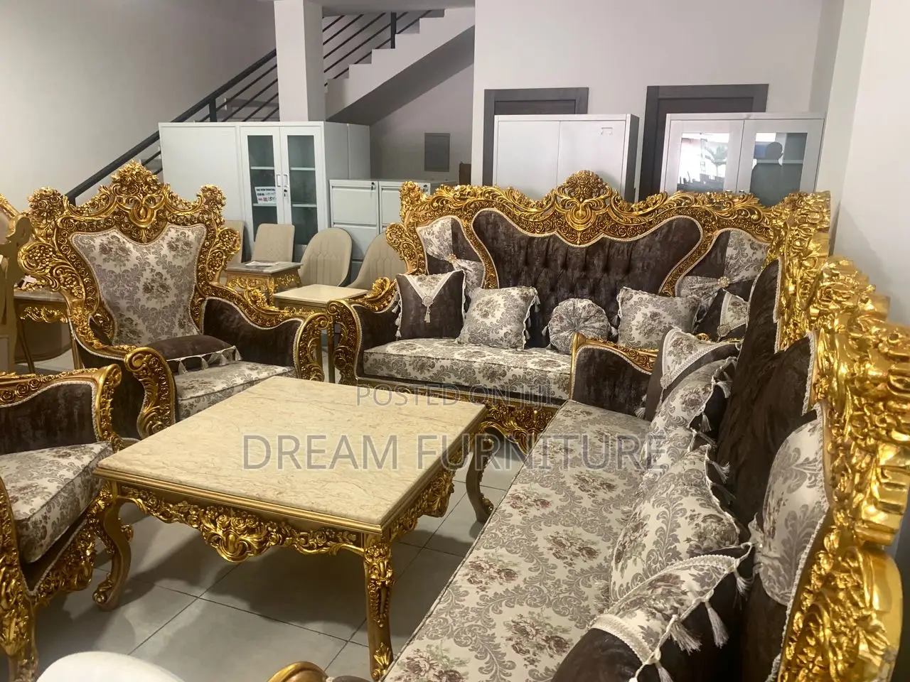 Golden Antique Sofa Set