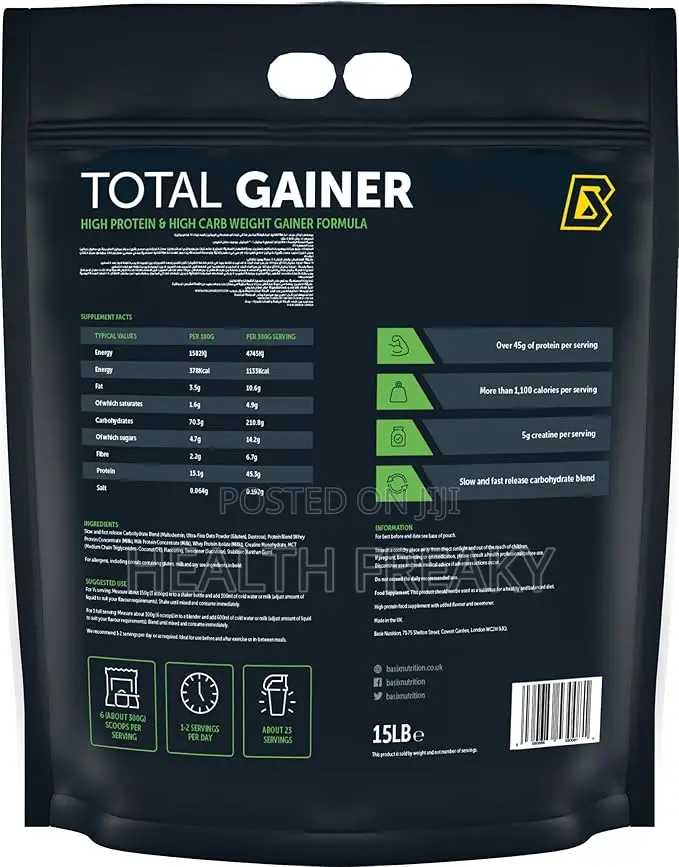 Protein Basix Total Gainer Protein Weight Gainer Muscle Builder