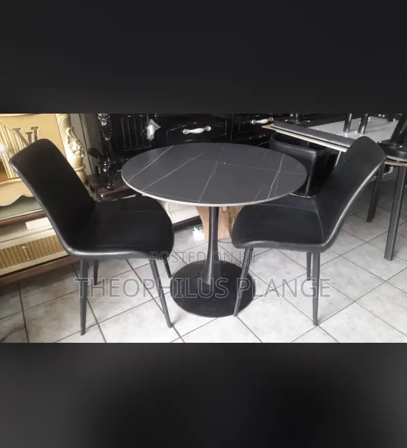 Black Design Dining Table Set With 3 Chairs
