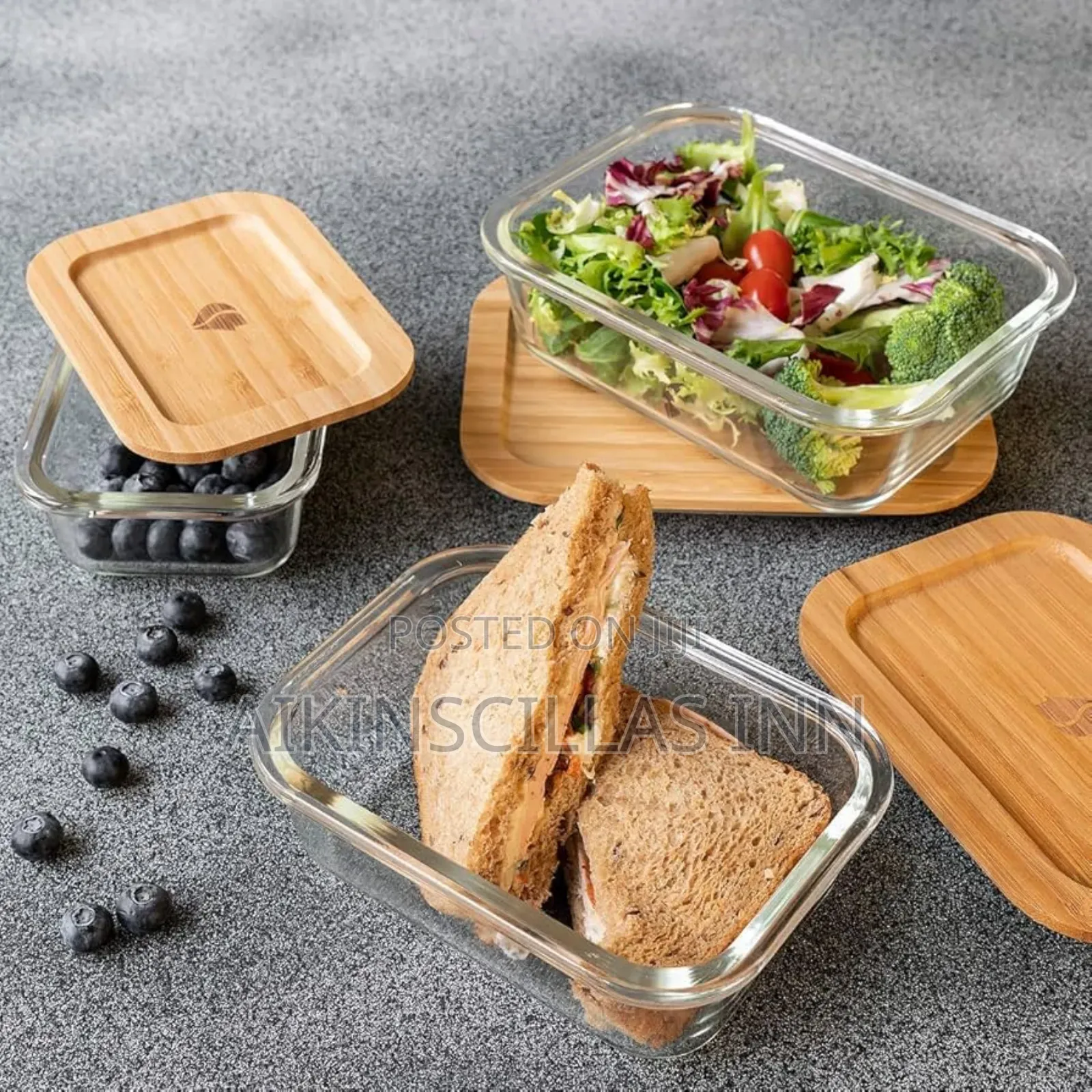 Glass Bamboo Lunch Bowls