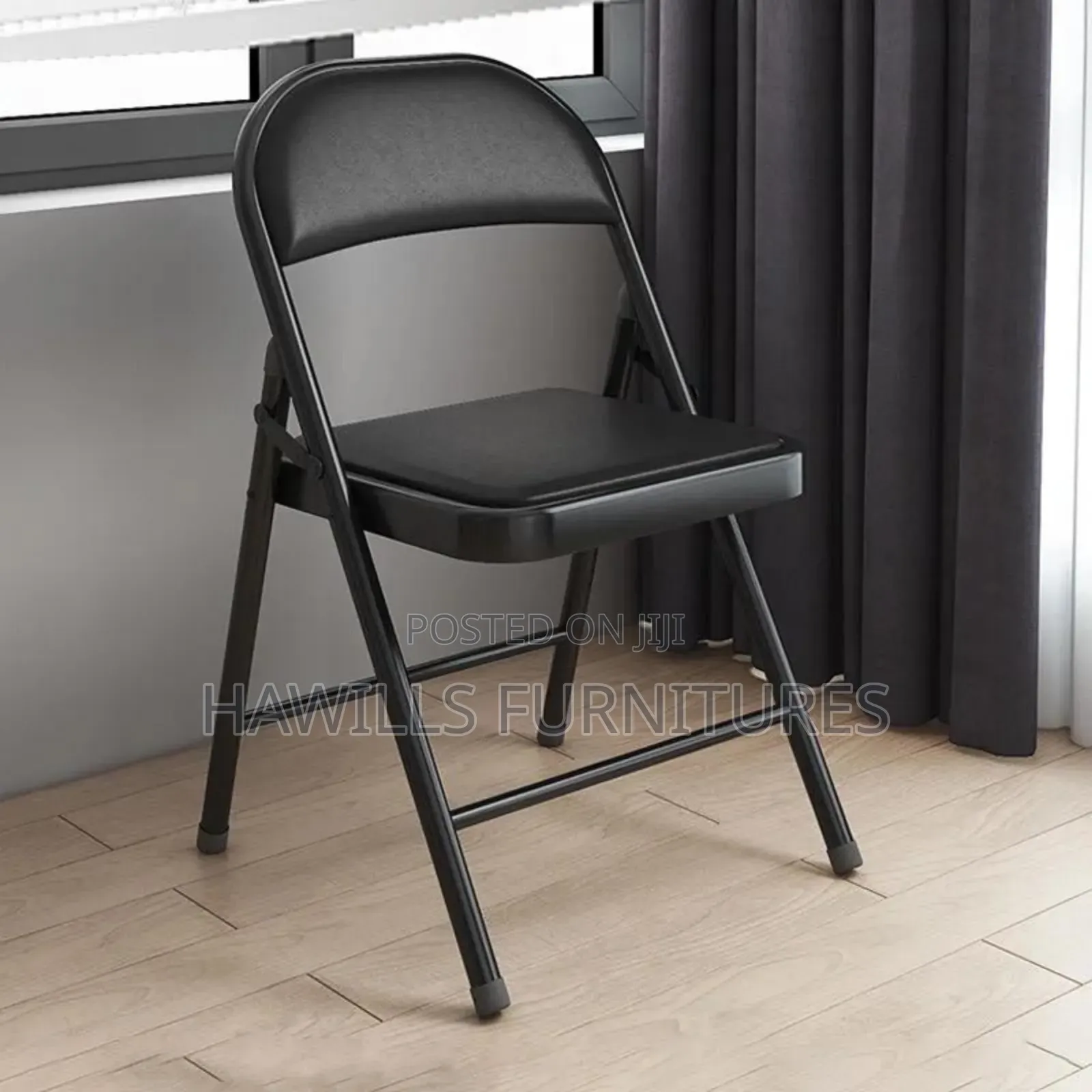 Foldable Black Metal Chair