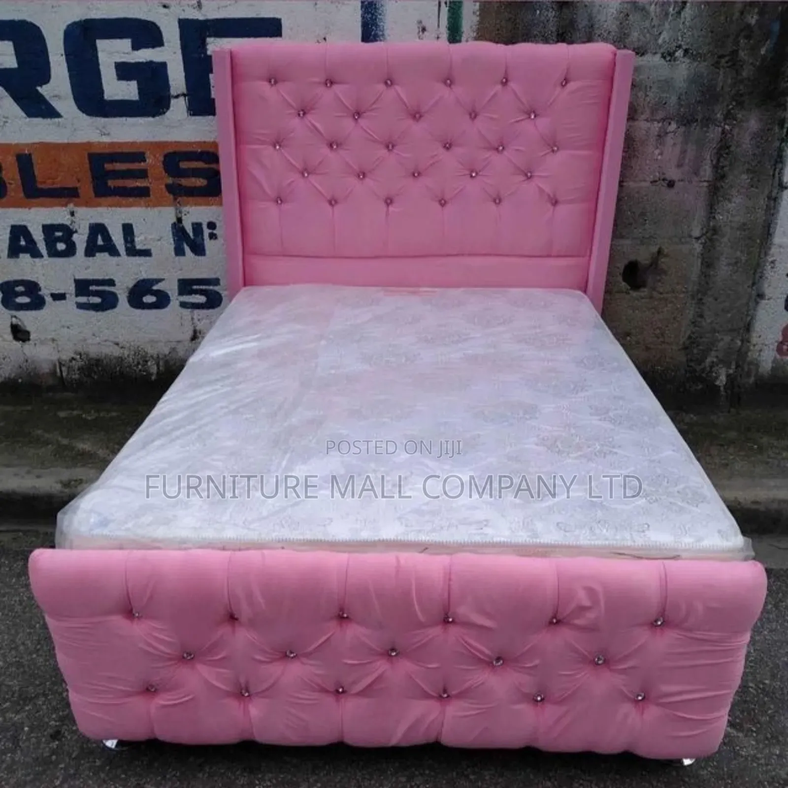 Pink Double Bed With Mattress