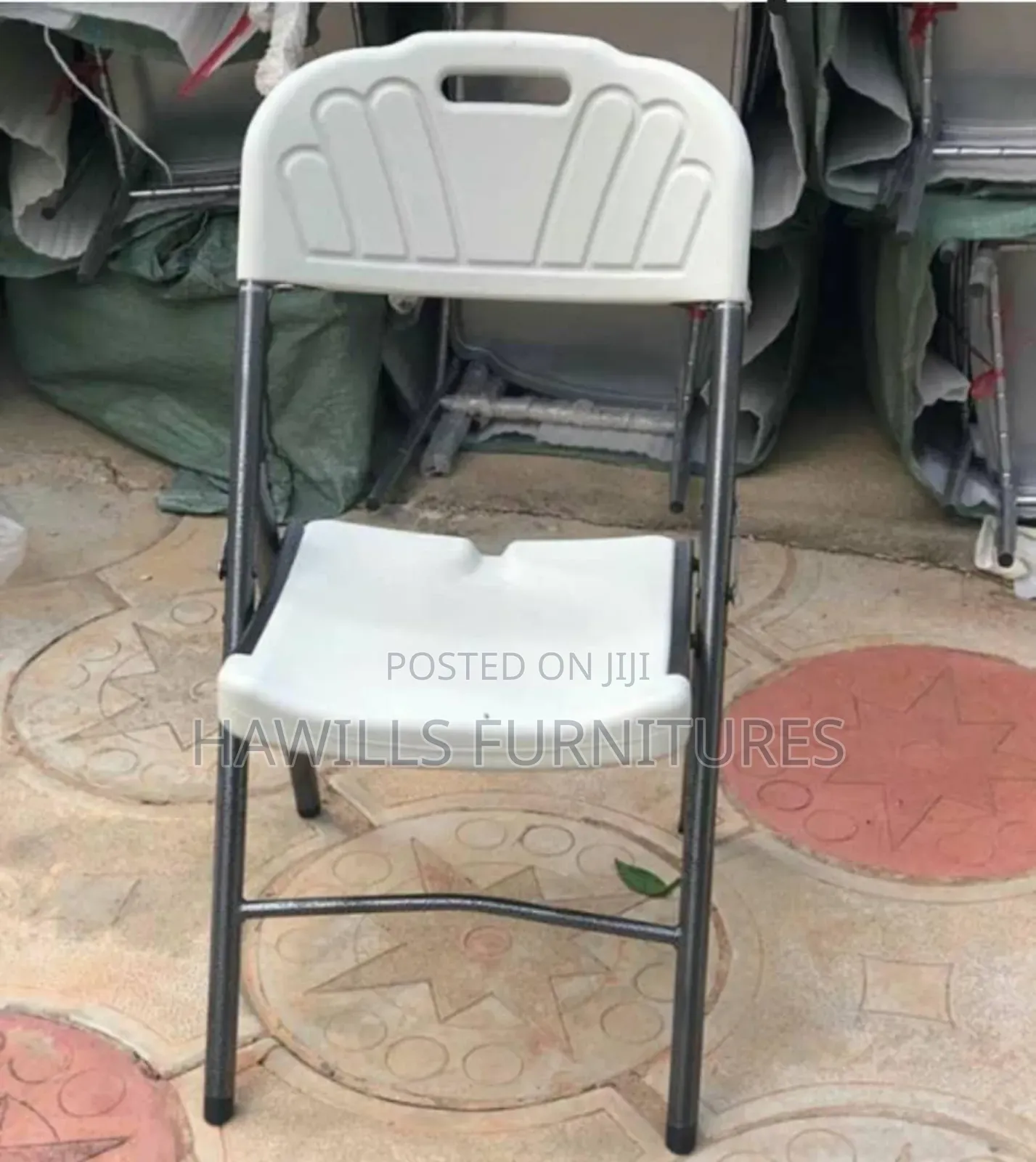 White Foldable Chair With Metal Legs