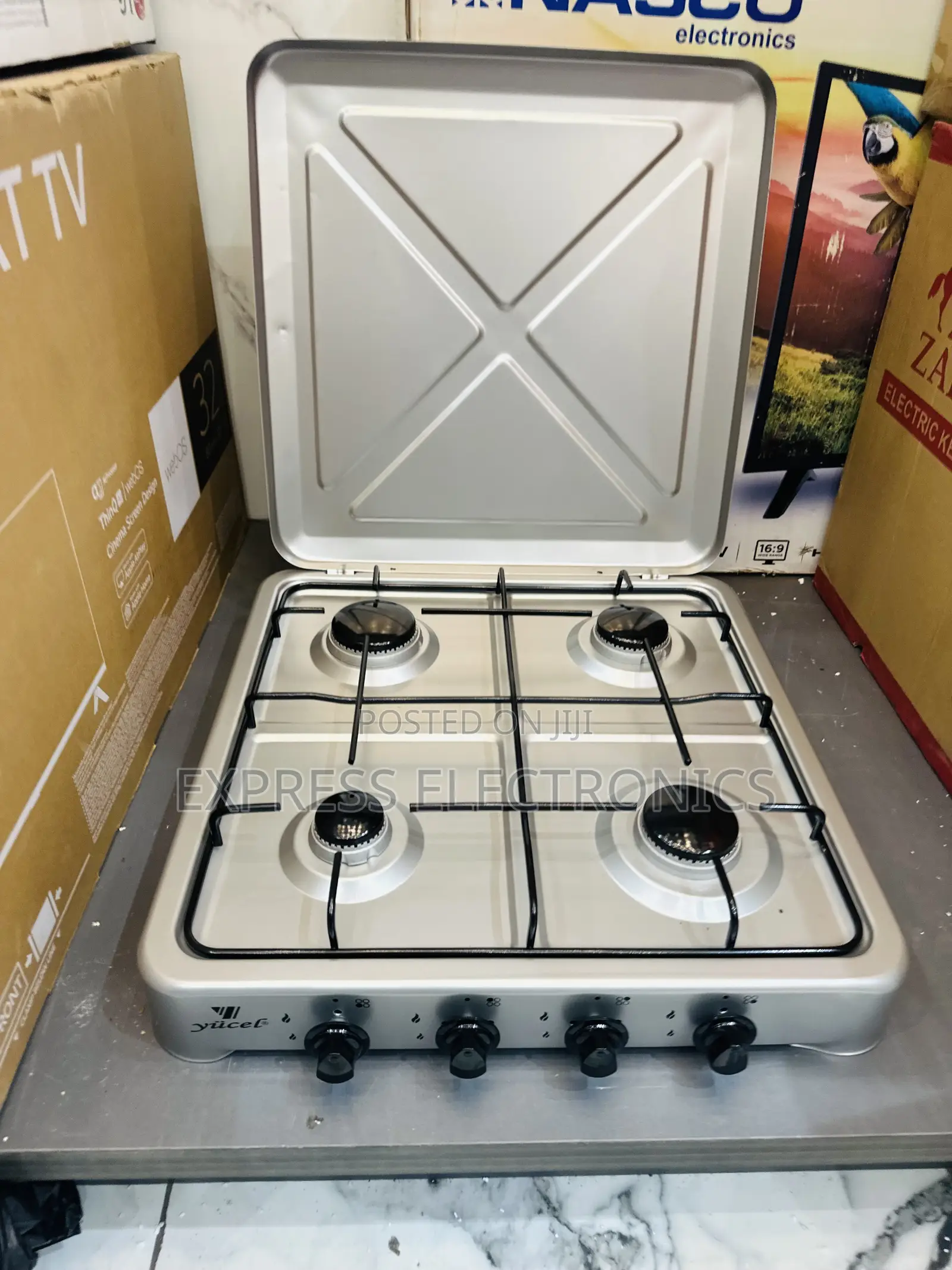 Shine  Grey Table Top Fridge Yucel 4burner