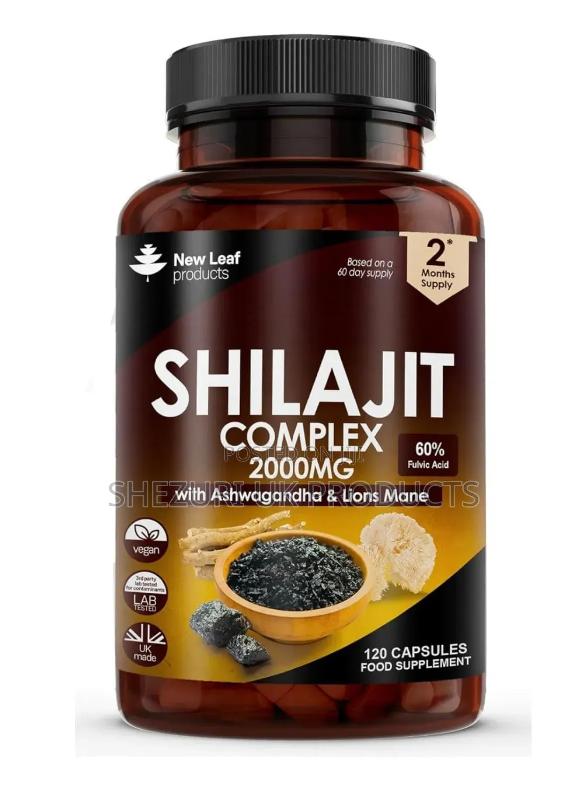 Shilajit Capsules 2000mg + Lions Mane + Ashwagandha