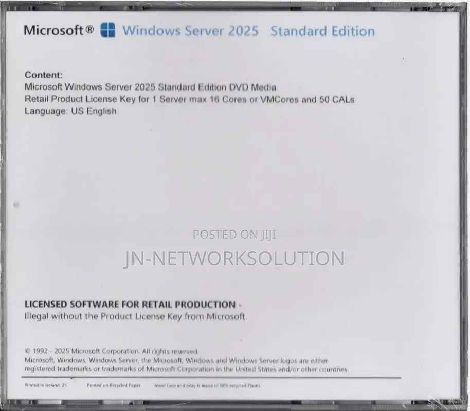 Windows Server 2025 Standard Edition 16cores. Retail Li