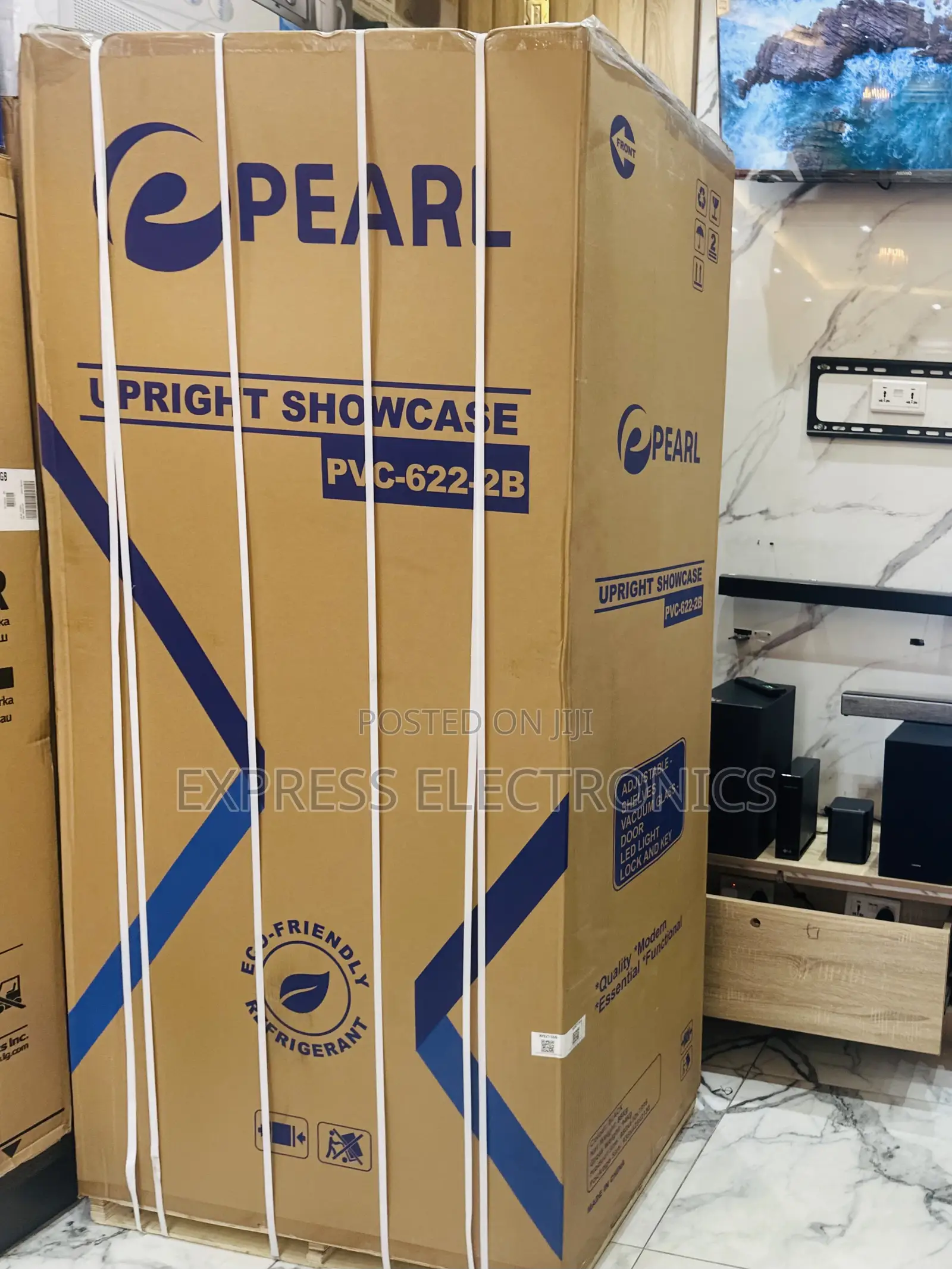 Unique Lock and Key Display Fridge Pearl PVC-622-2B