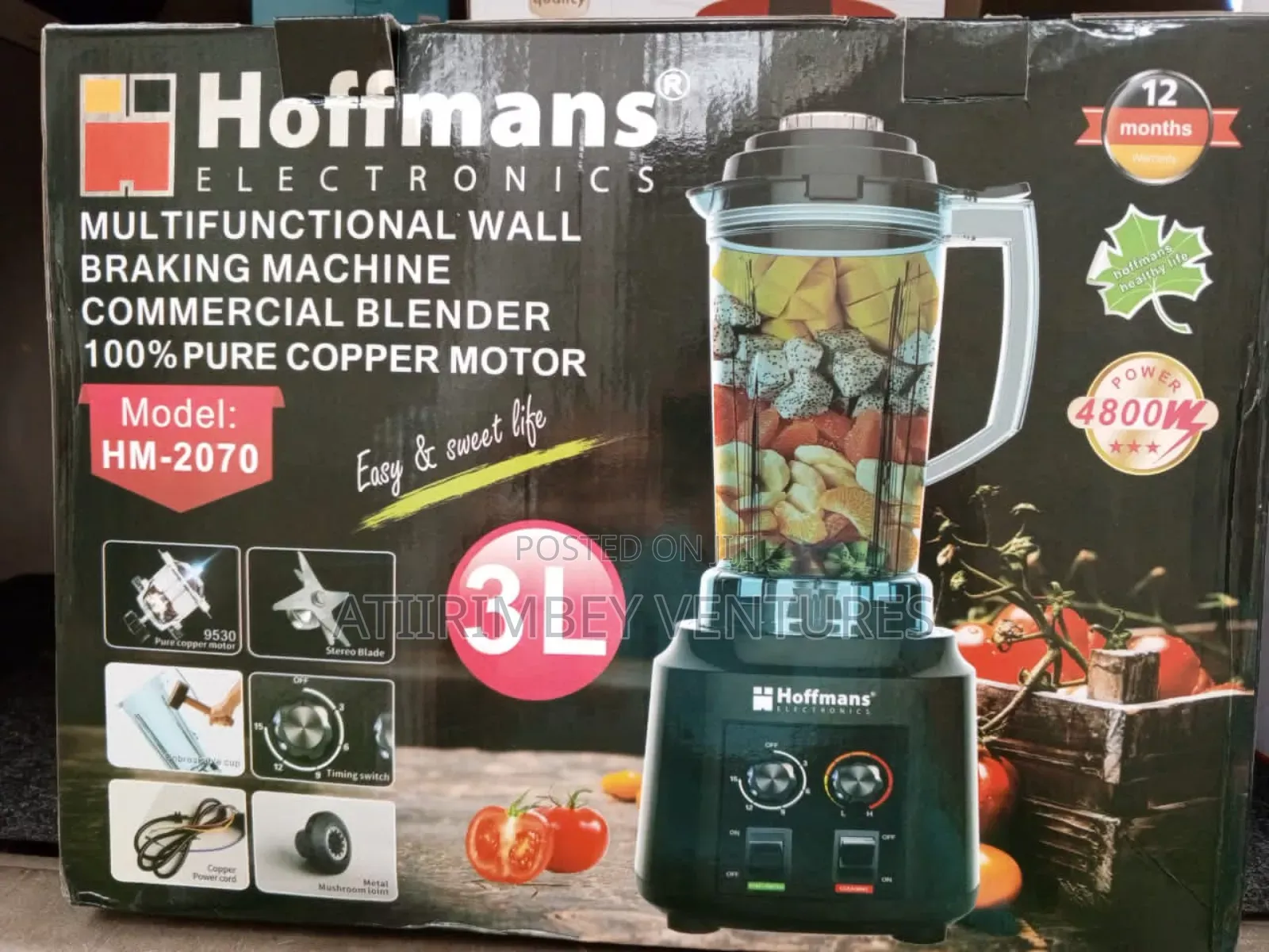 3L Hm-2070 Hoffman's Heavy Duty Blender 4800W