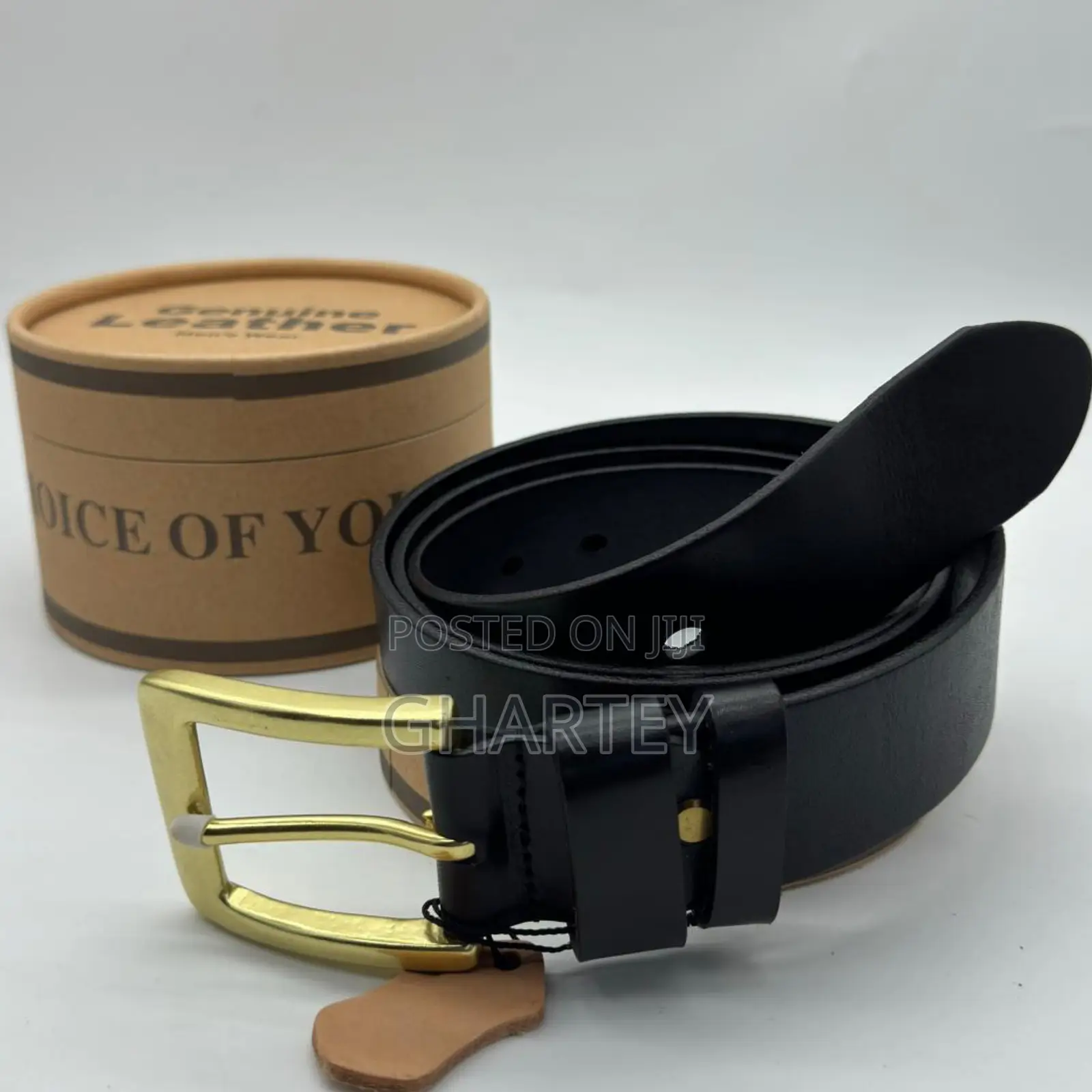 Genuine Men’S Leather Casual Belt, Black