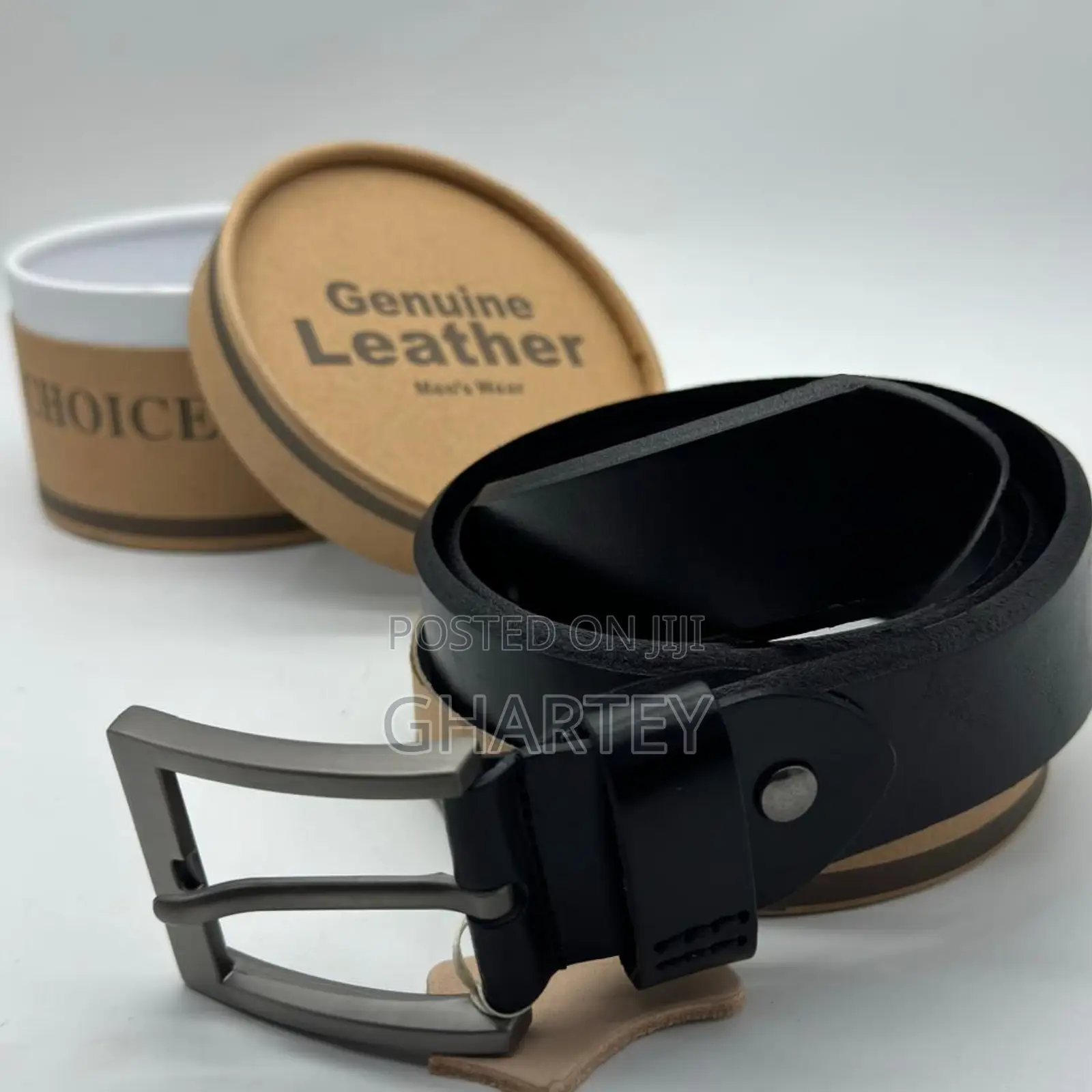 Genuine Men’S Leather Casual Belt, Black