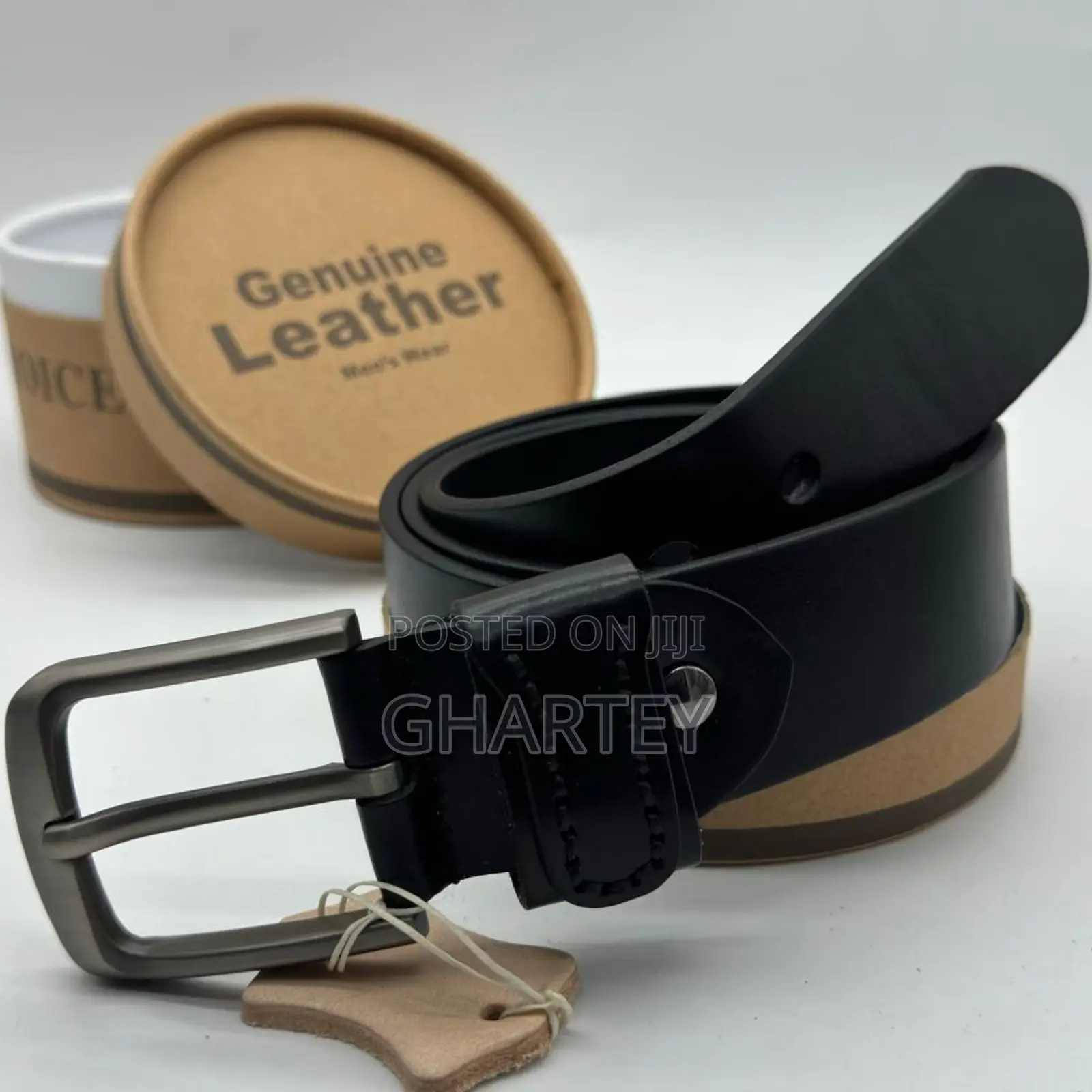 Genuine Men’S Leather Casual Belt, Black