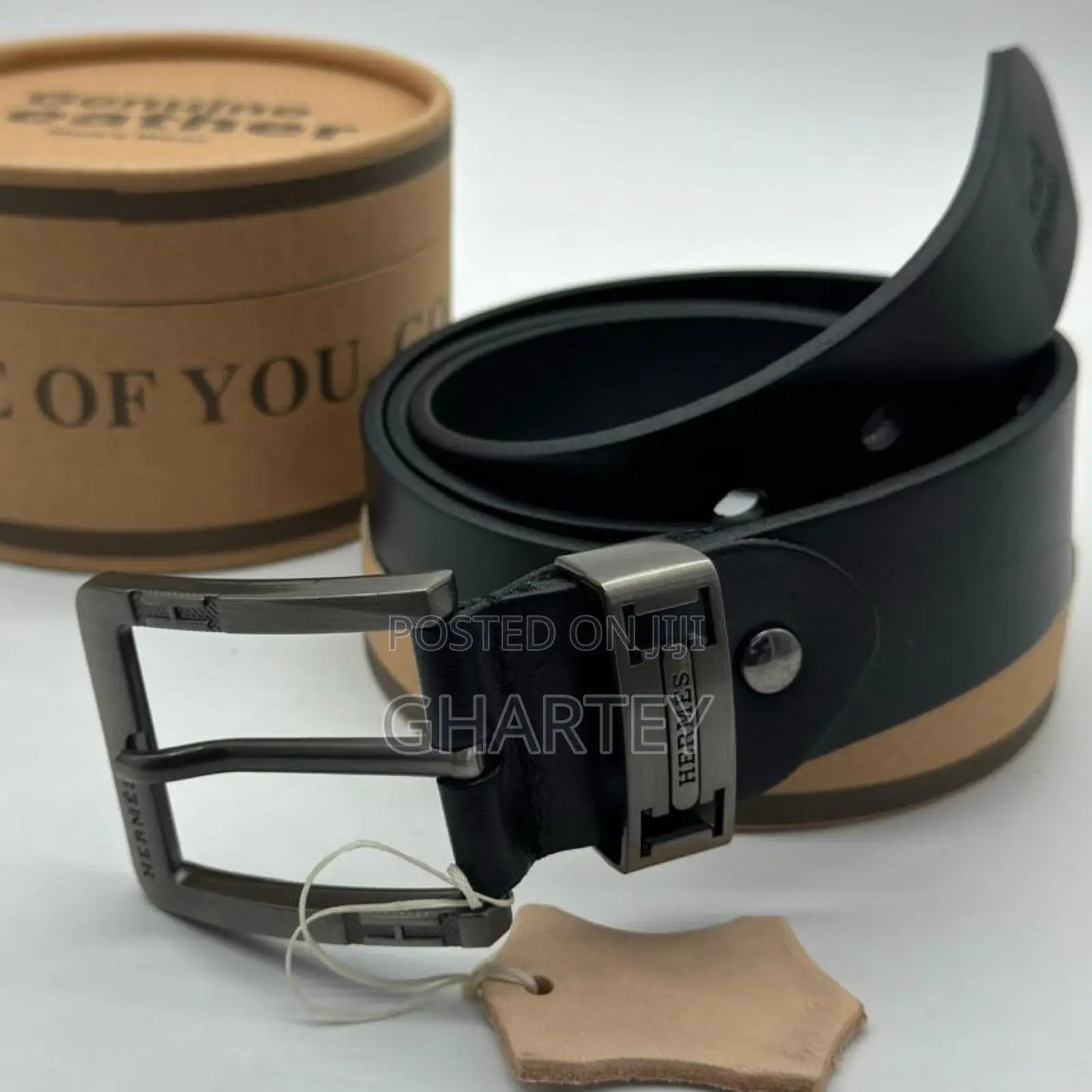Genuine Men’S Leather Casual Belt, Black