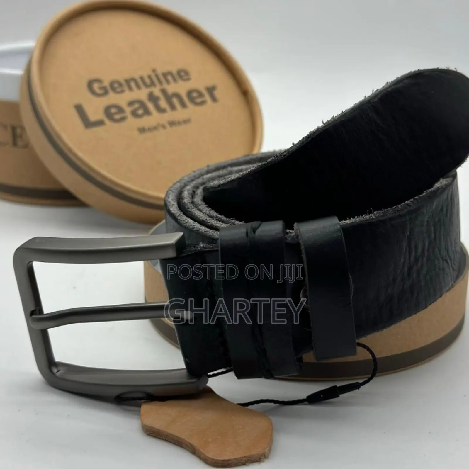 Genuine Men’S Leather Casual Belt, Black